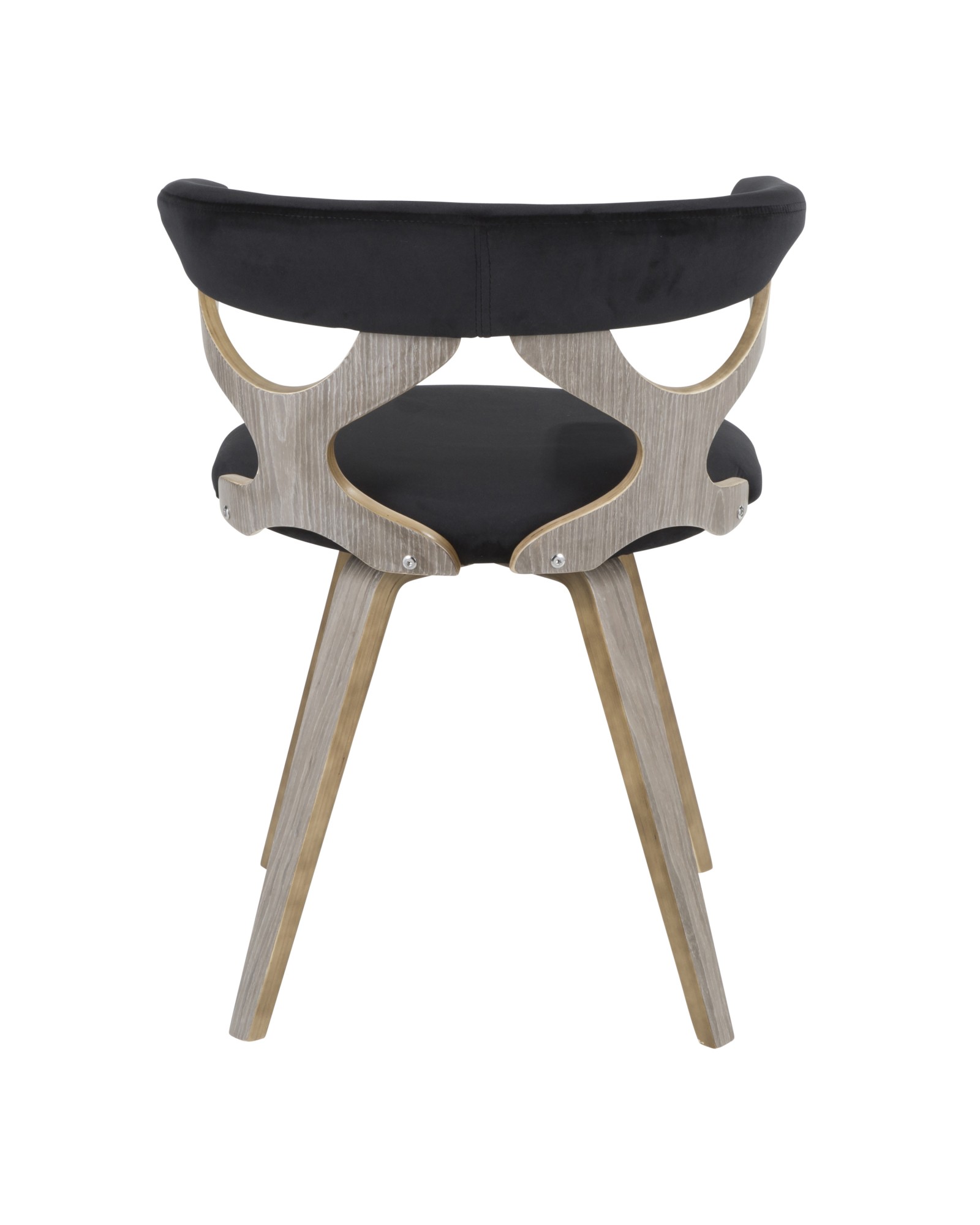 Gardenia Mid-Century Modern Dining/Accent Chair with Swivel in Light Grey Wood and Black Velvet