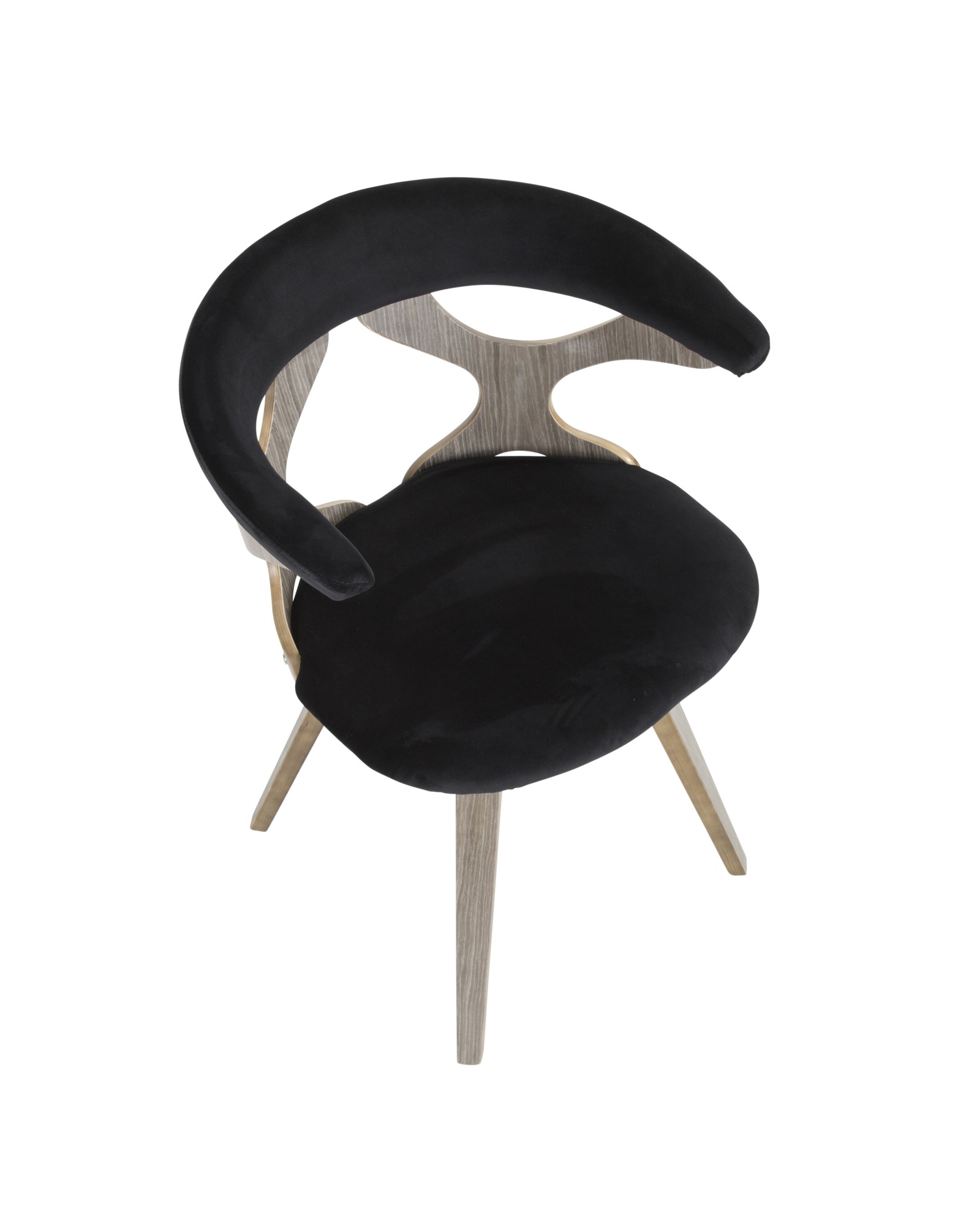Gardenia Mid-Century Modern Dining/Accent Chair with Swivel in Light Grey Wood and Black Velvet