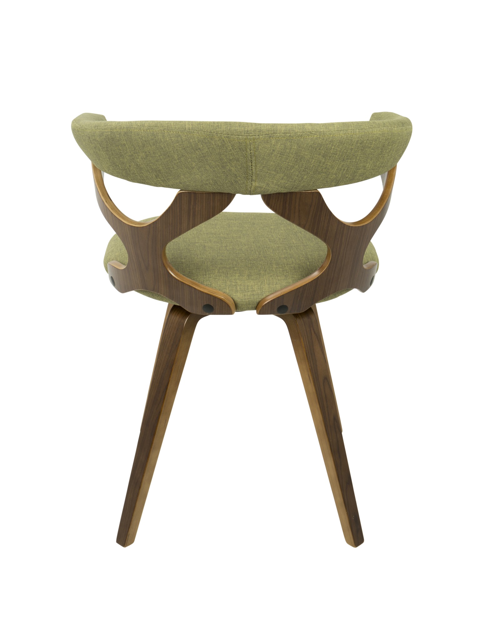 Gardenia Mid-Century Modern Dining/Accent Chair with Swivel in Walnut Wood and Green Fabric