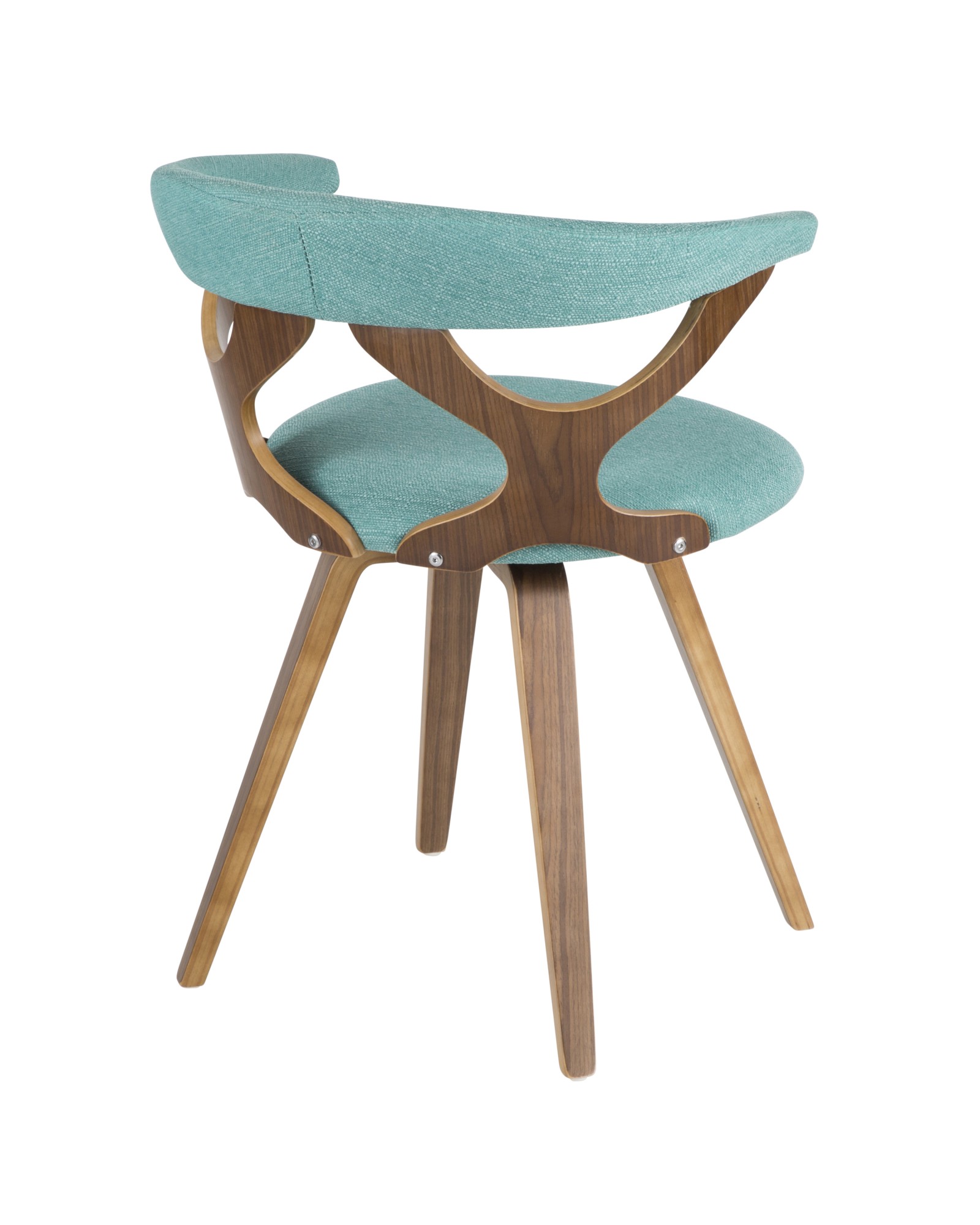 Gardenia Mid-Century Modern Dining/Accent Chair with Swivel in Walnut Wood and Teal Fabric