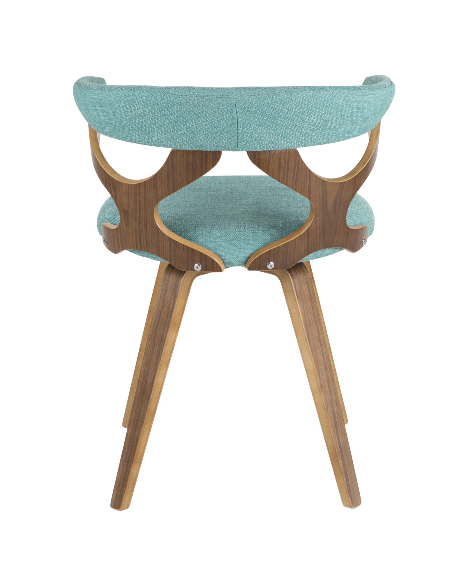 Gardenia Mid-Century Modern Dining/Accent Chair with Swivel in Walnut Wood and Teal Fabric