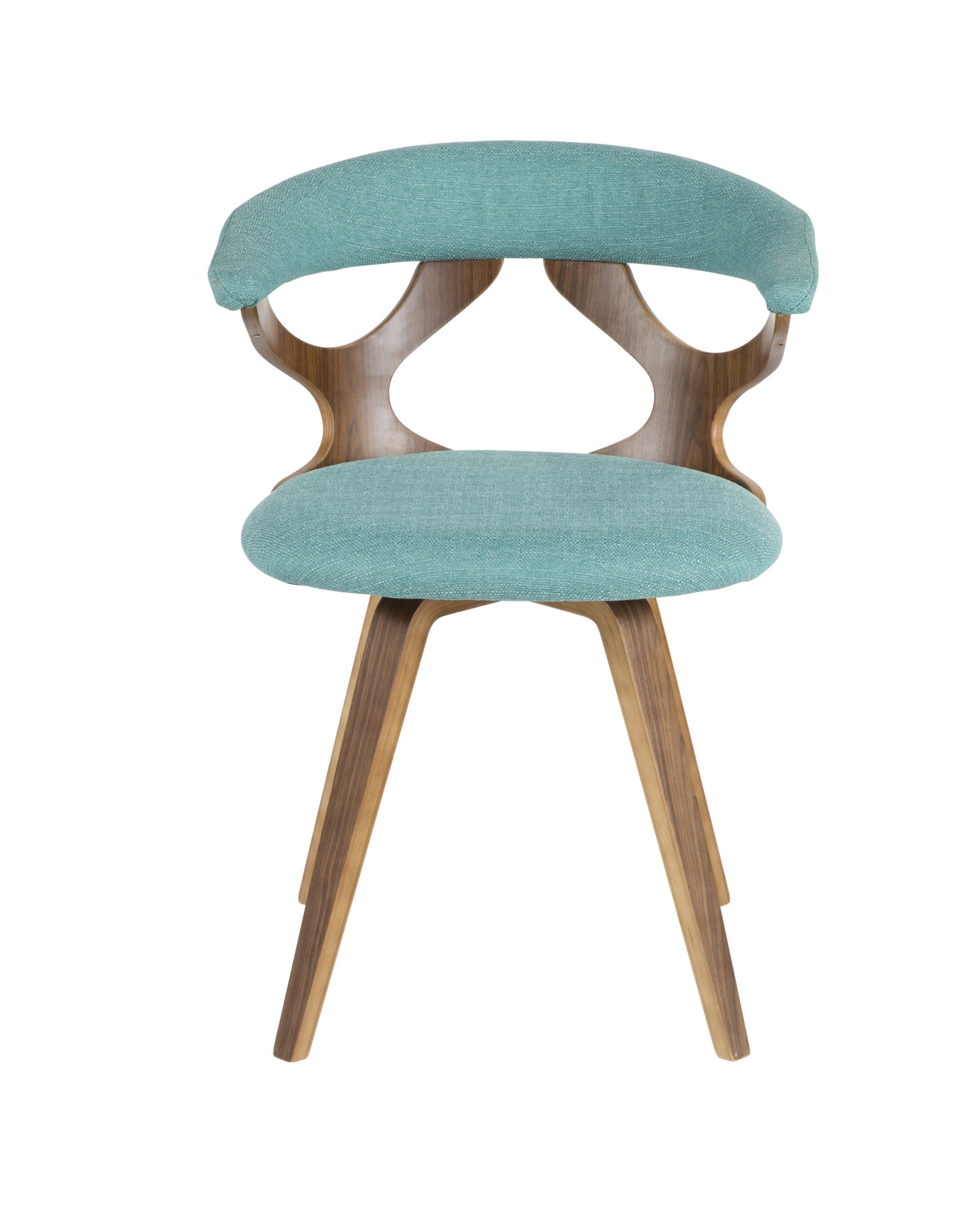 Gardenia Mid-Century Modern Dining/Accent Chair with Swivel in Walnut Wood and Teal Fabric