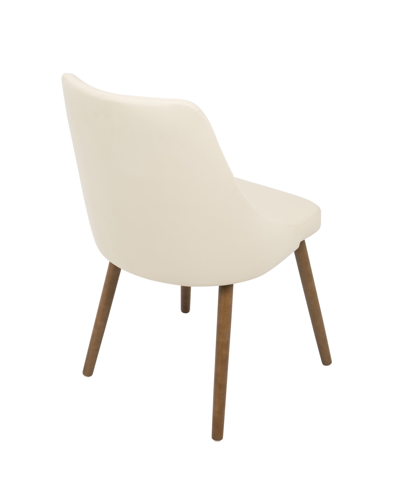 Giovanni Mid-Century Modern Dining/Accent Chair in Walnut and Cream Quilted Faux Leather