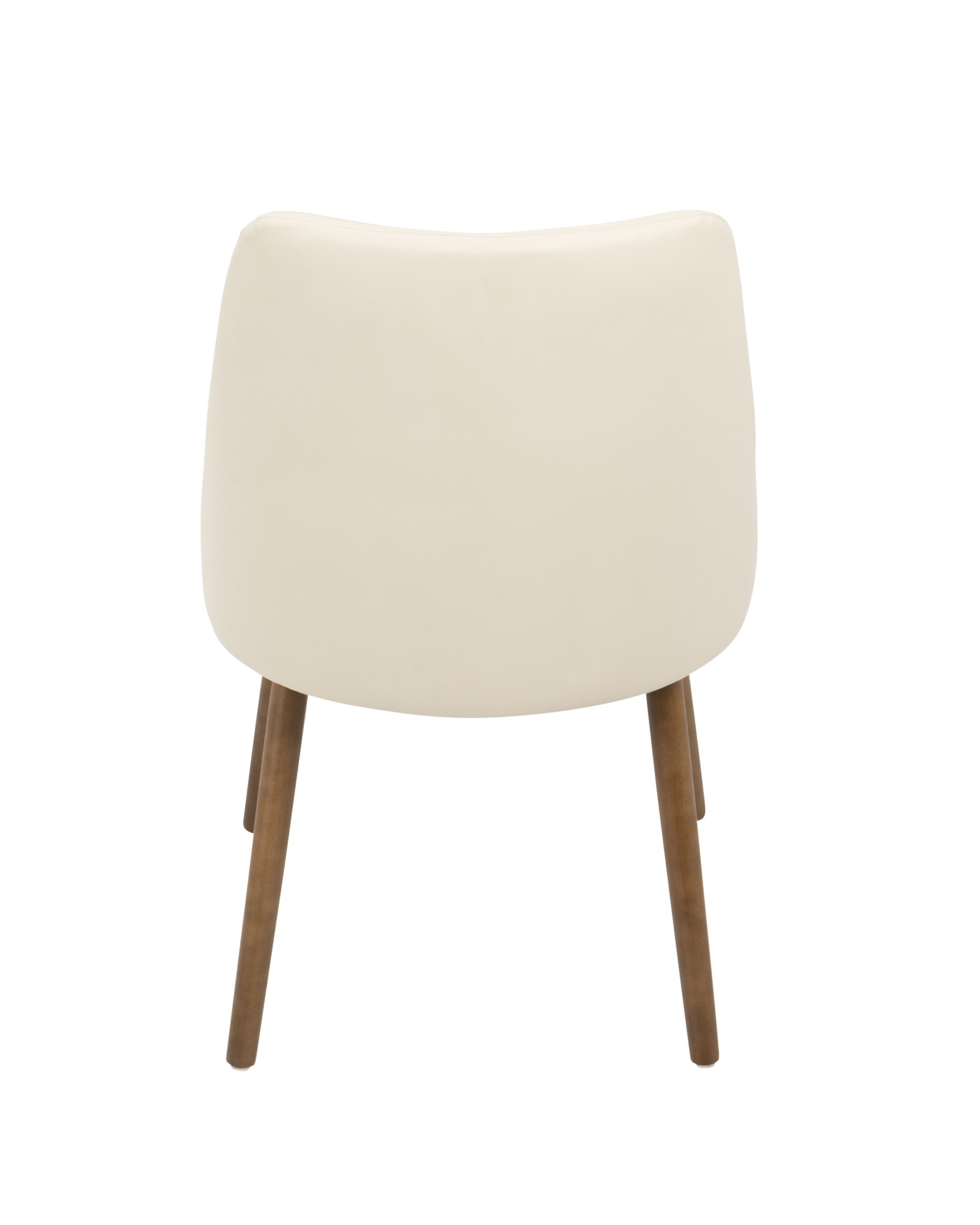 Giovanni Mid-Century Modern Dining/Accent Chair in Walnut and Cream Quilted Faux Leather