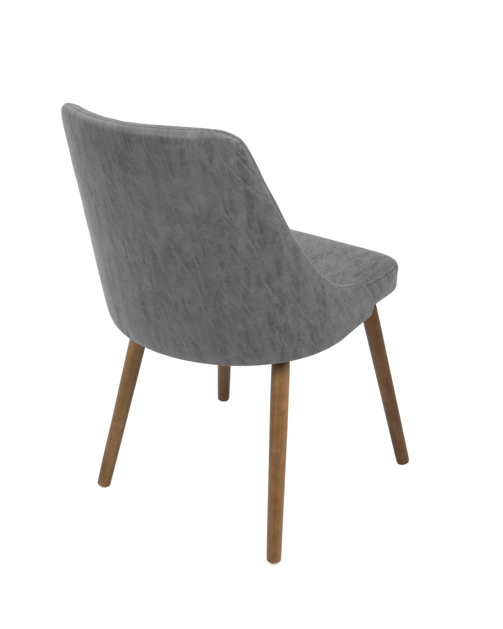 Giovanni Mid-Century Modern Dining/Accent Chair in Walnut and Grey Quilted Faux Leather