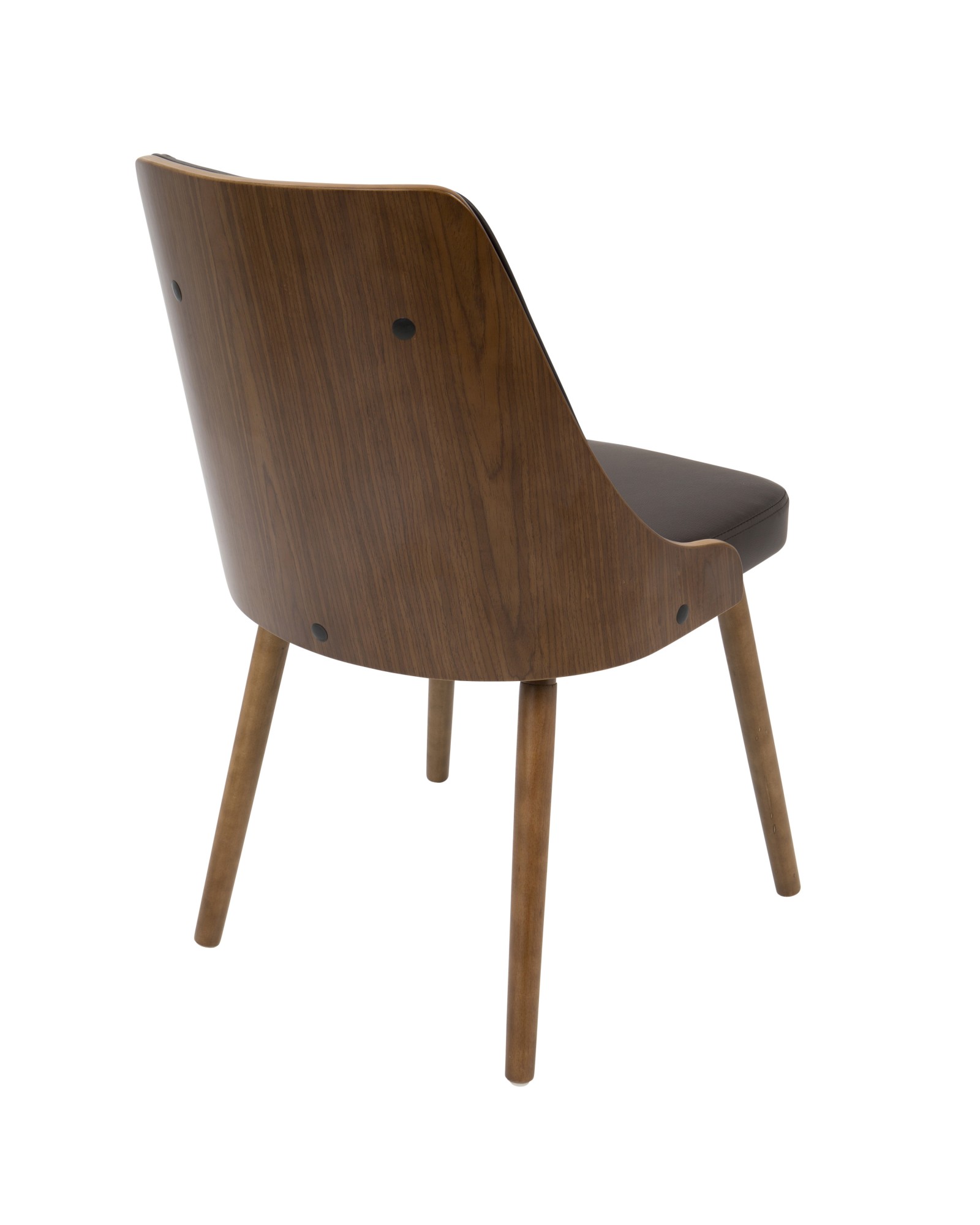 Gianna Mid-Century Modern Dining/Accent Chair in Walnut with Brown Faux Leather