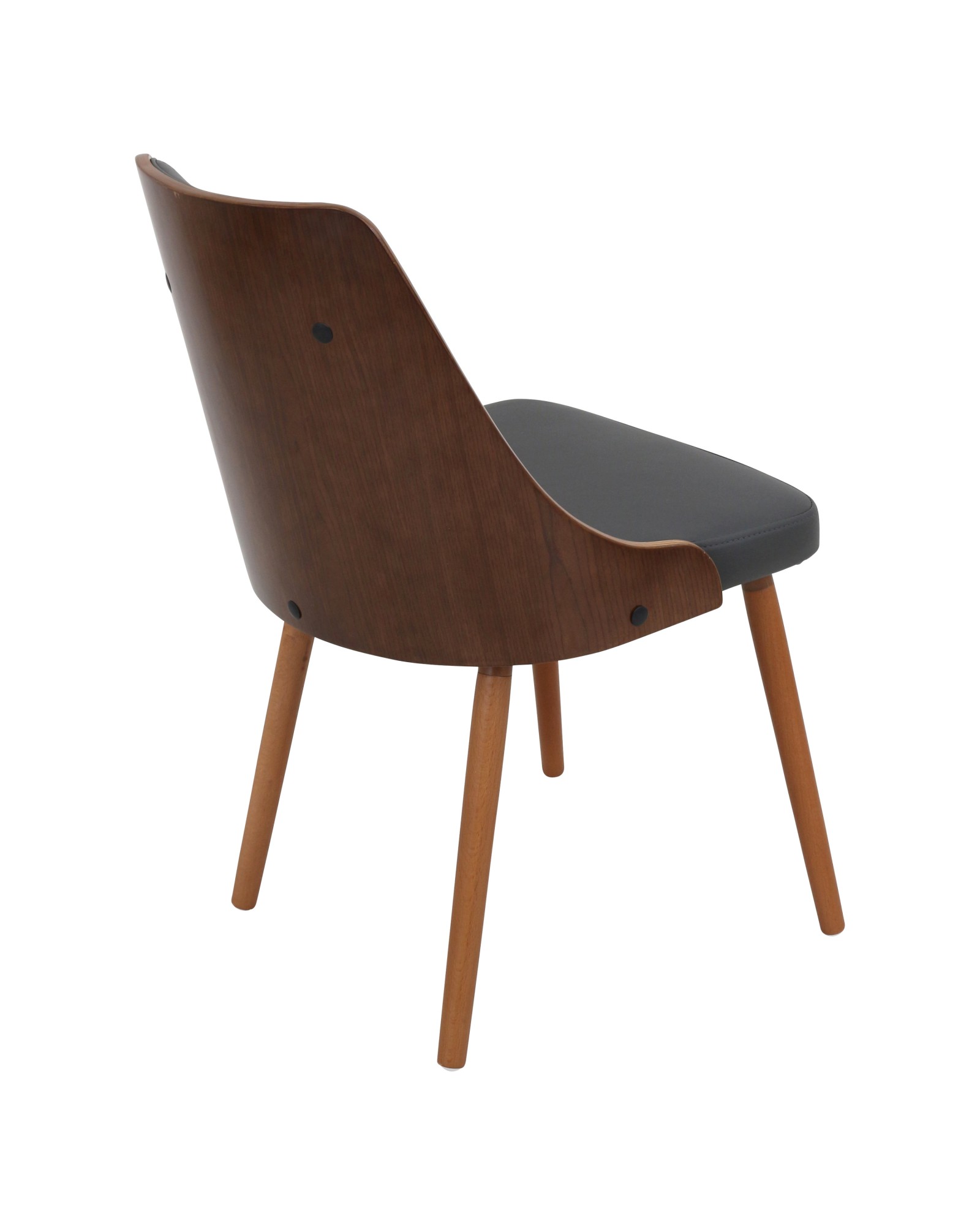 Gianna Mid-Century Modern Dining/Accent Chair in Walnut with Grey Faux Leather