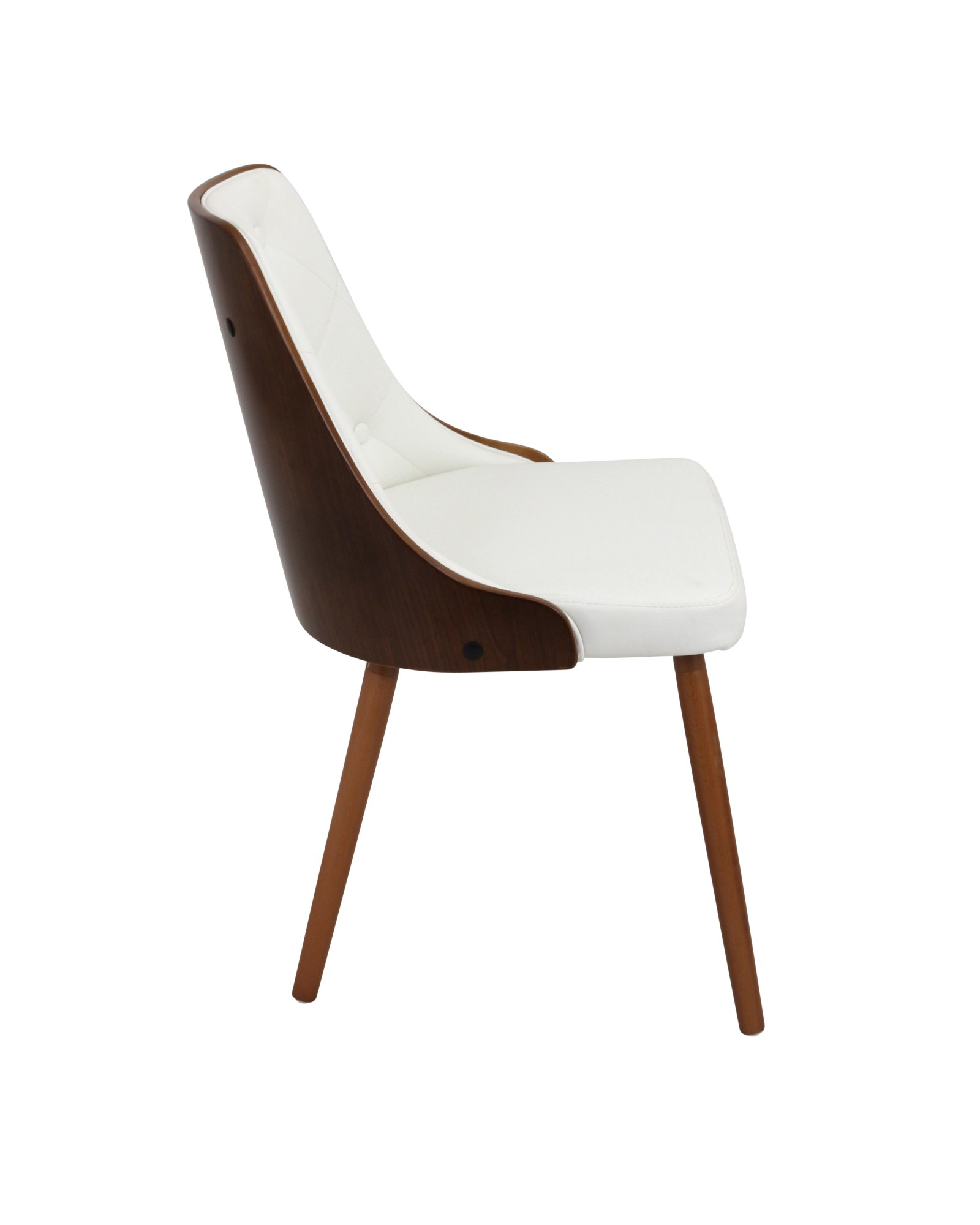 Gianna Mid-Century Modern Dining/Accent Chair in Walnut with White Faux Leather