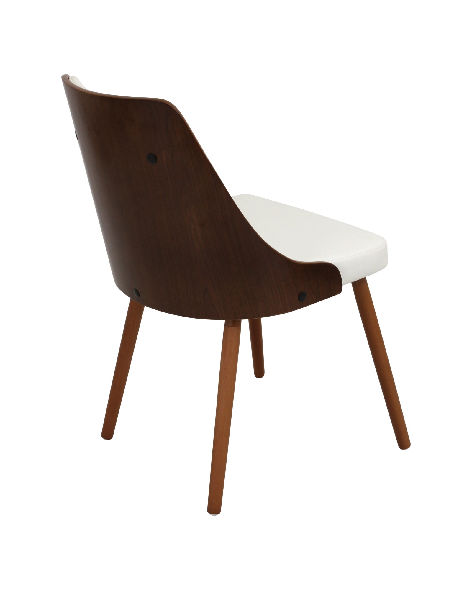 Gianna Mid-Century Modern Dining/Accent Chair in Walnut with White Faux Leather