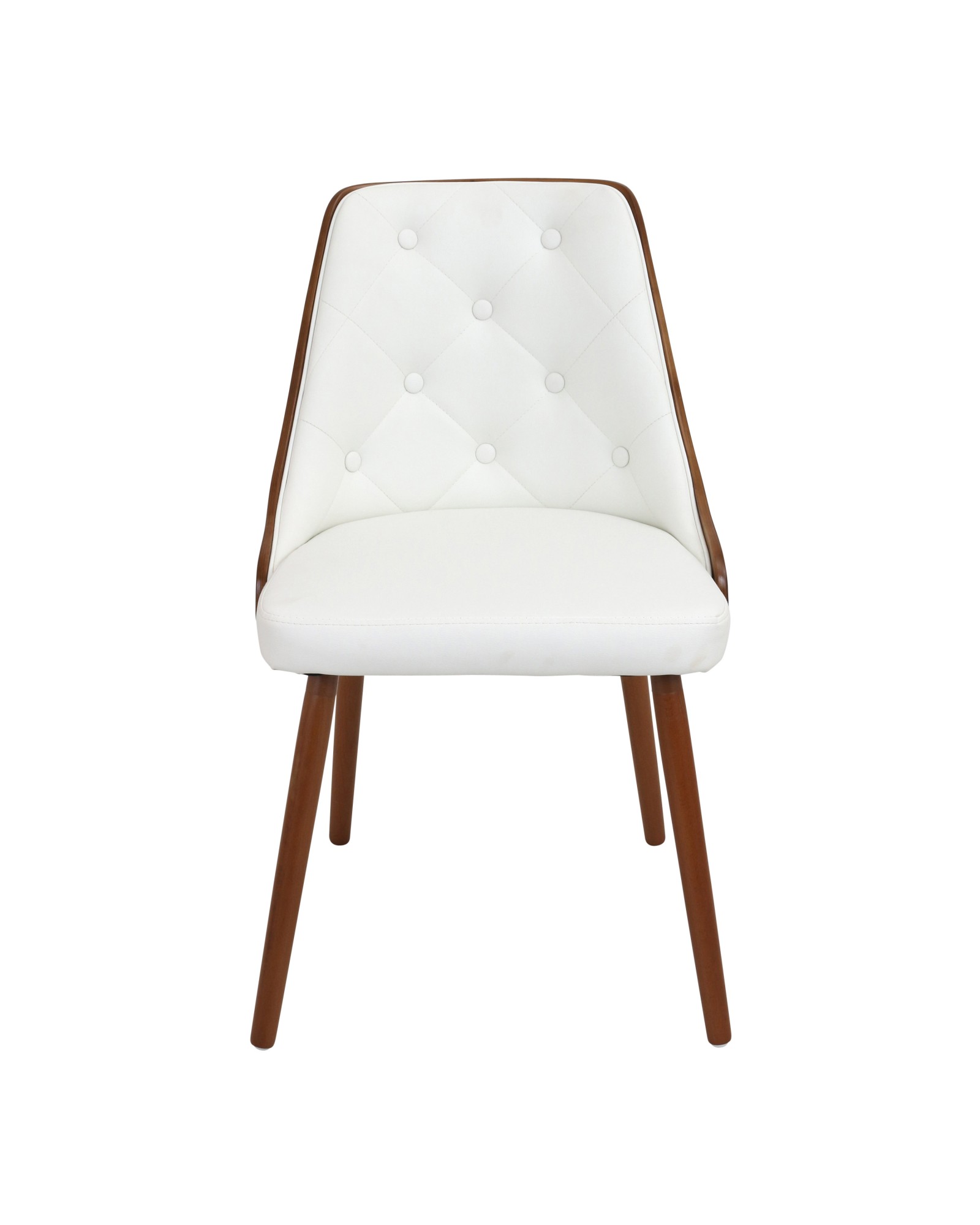 Gianna Mid-Century Modern Dining/Accent Chair in Walnut with White Faux Leather
