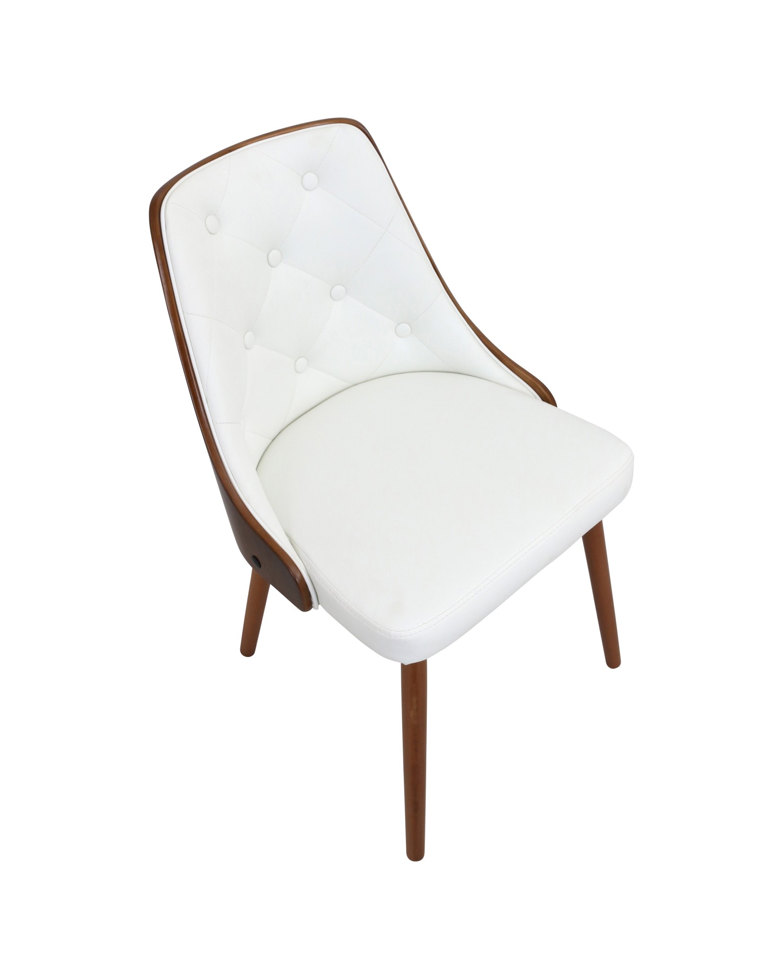 Gianna Mid-Century Modern Dining/Accent Chair in Walnut with White Faux Leather