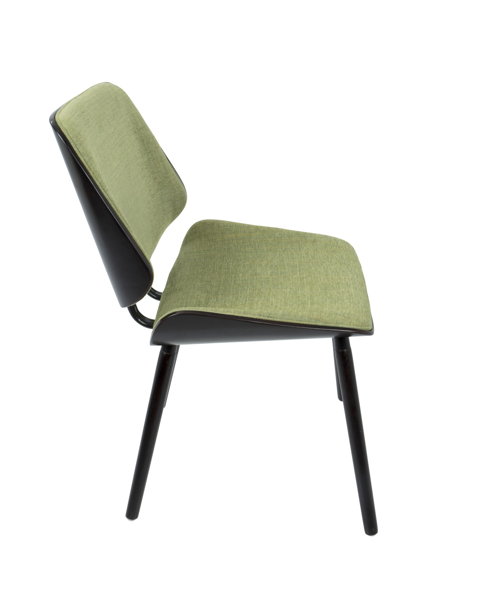 Lombardi Mid-Century Modern Dining/Accent Chair in Espresso with Green Fabric - Set of 2