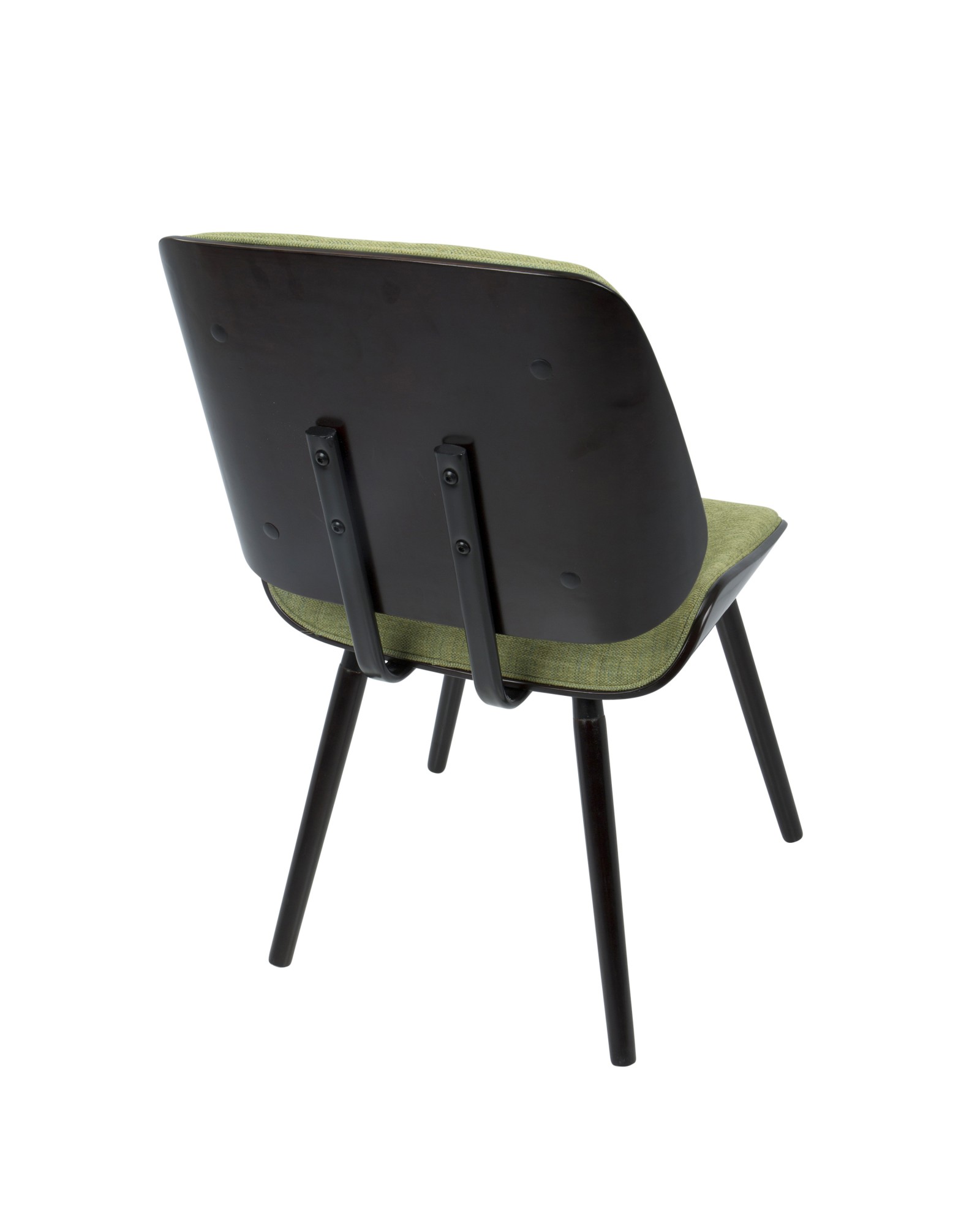 Lombardi Mid-Century Modern Dining/Accent Chair in Espresso with Green Fabric - Set of 2