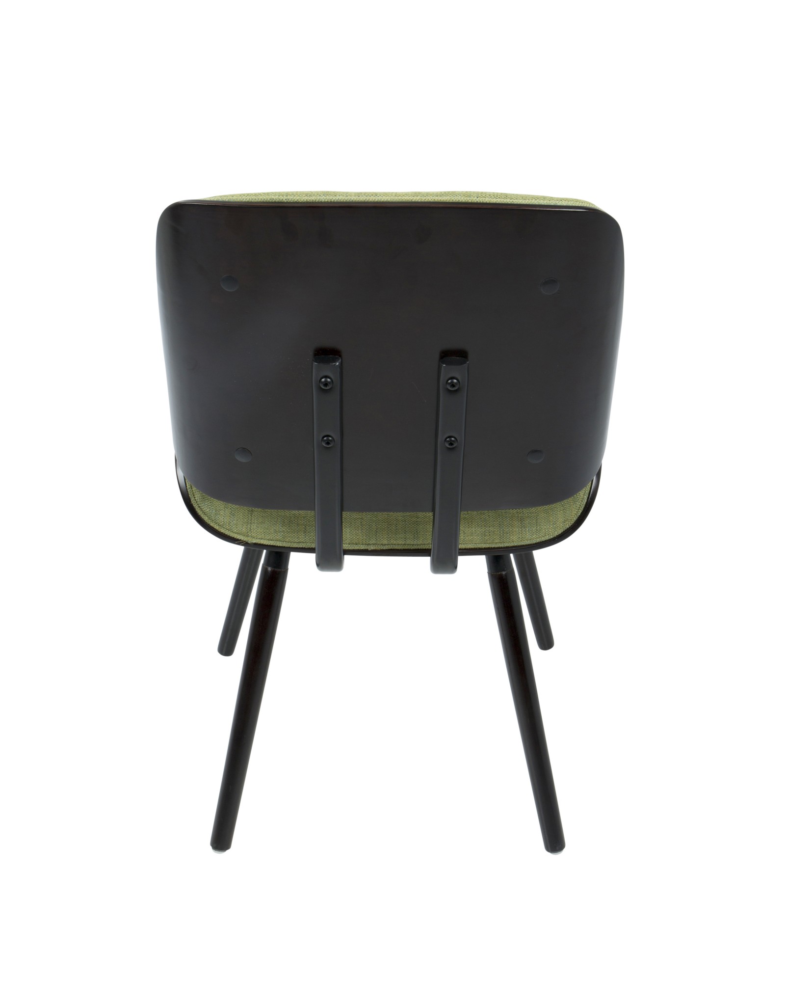 Lombardi Mid-Century Modern Dining/Accent Chair in Espresso with Green Fabric - Set of 2