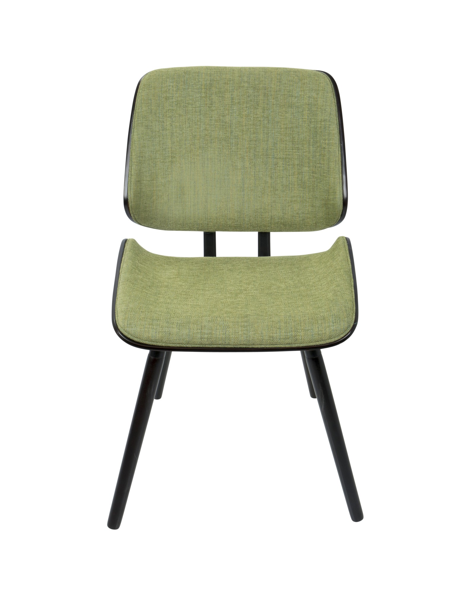 Lombardi Mid-Century Modern Dining/Accent Chair in Espresso with Green Fabric - Set of 2