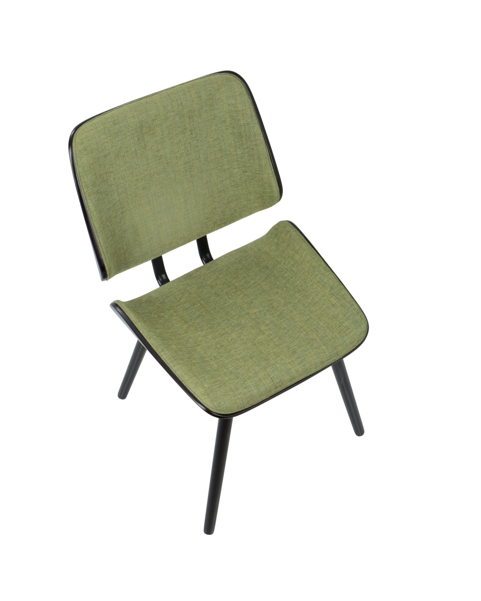 Lombardi Mid-Century Modern Dining/Accent Chair in Espresso with Green Fabric - Set of 2