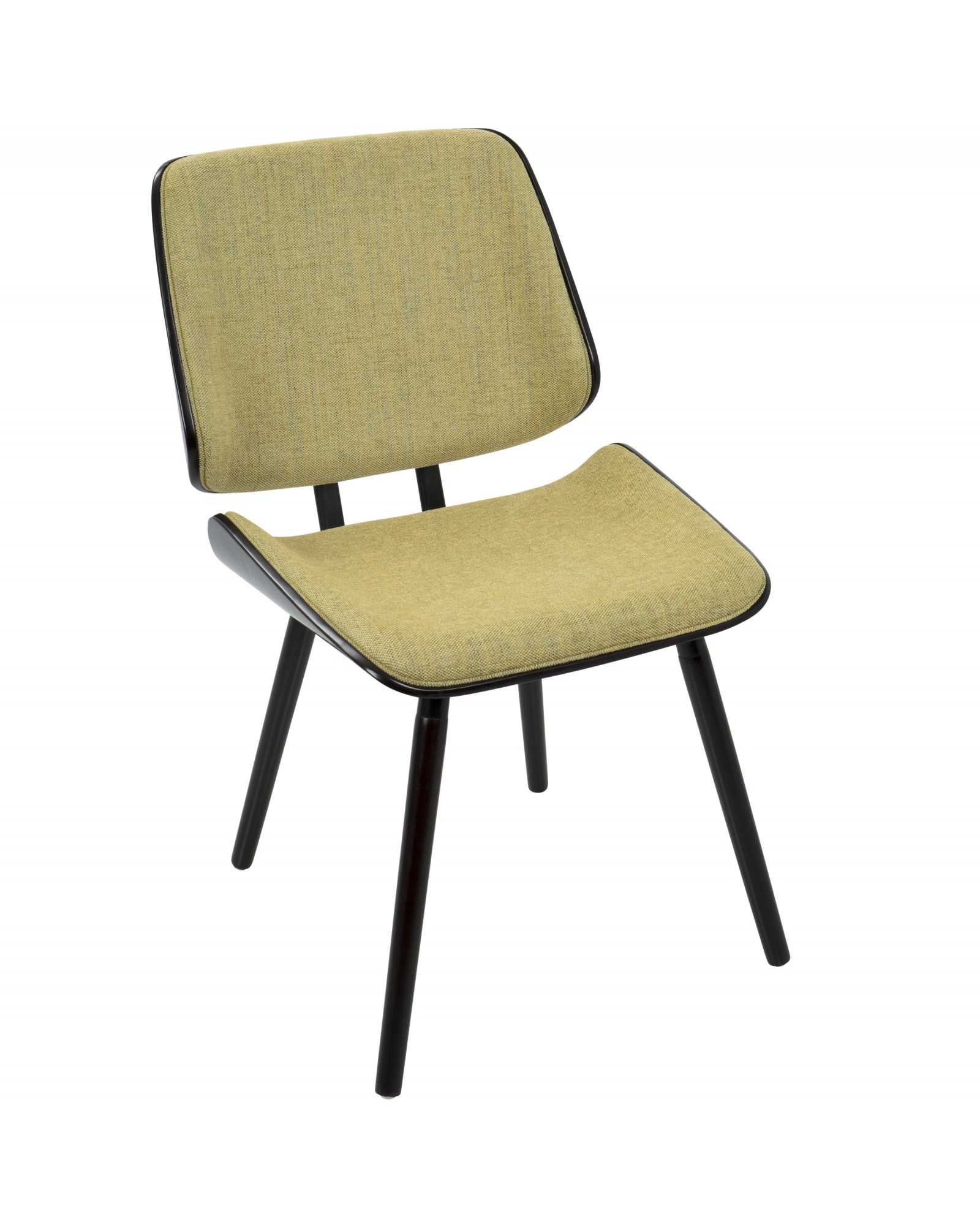 Lombardi Mid-Century Modern Dining/Accent Chair in Espresso with Yellow Fabric - Set of 2