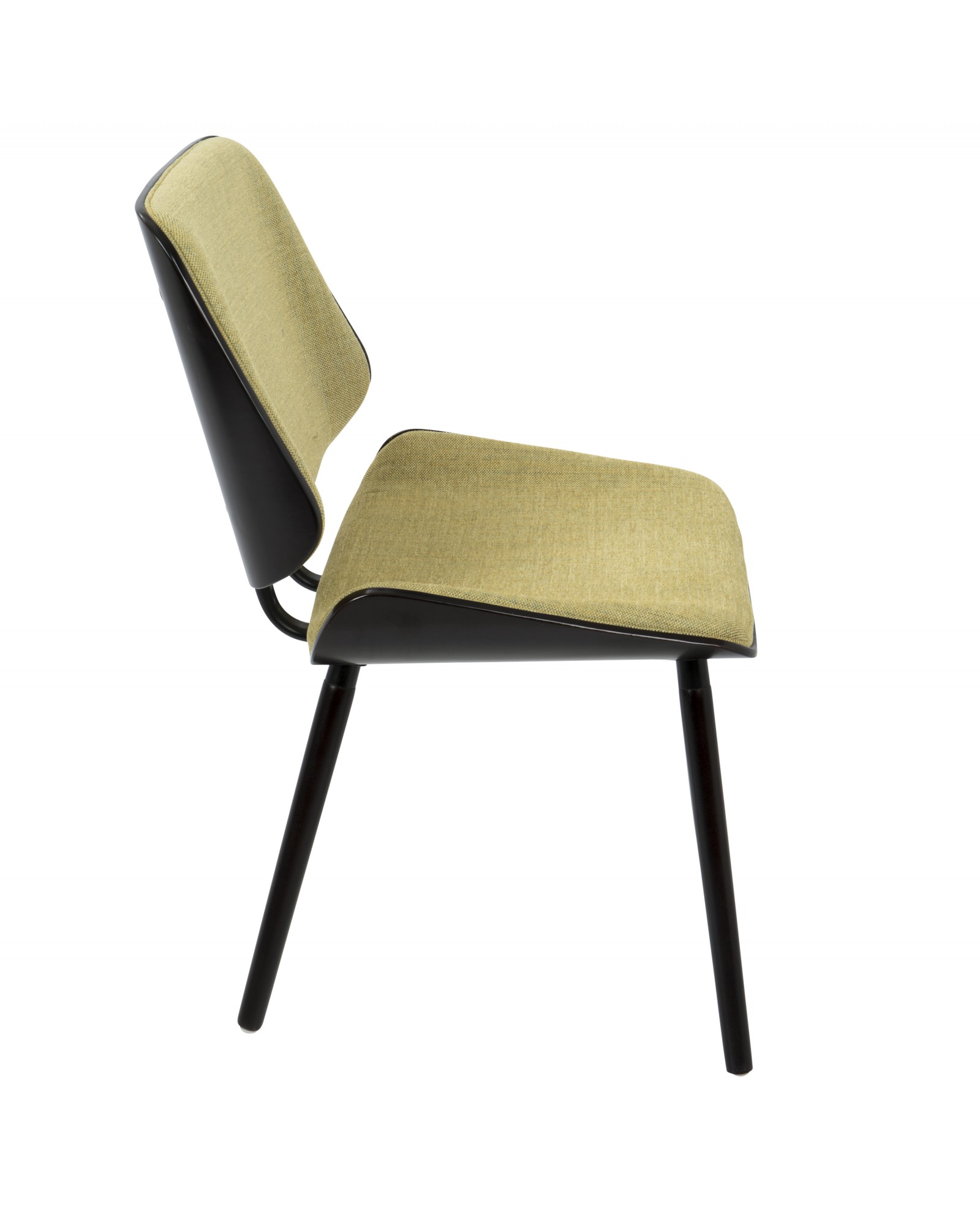 Lombardi Mid-Century Modern Dining/Accent Chair in Espresso with Yellow Fabric - Set of 2
