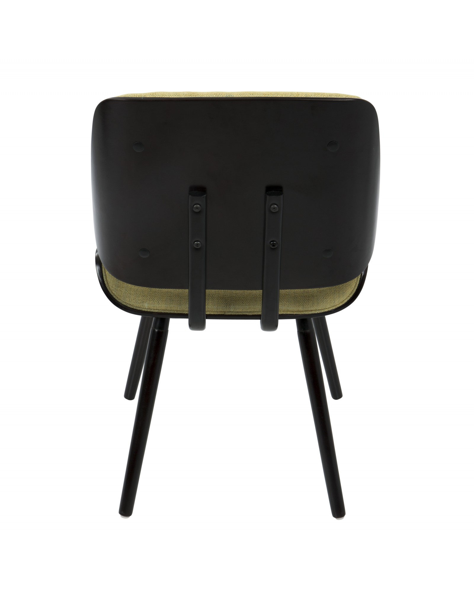 Lombardi Mid-Century Modern Dining/Accent Chair in Espresso with Yellow Fabric - Set of 2