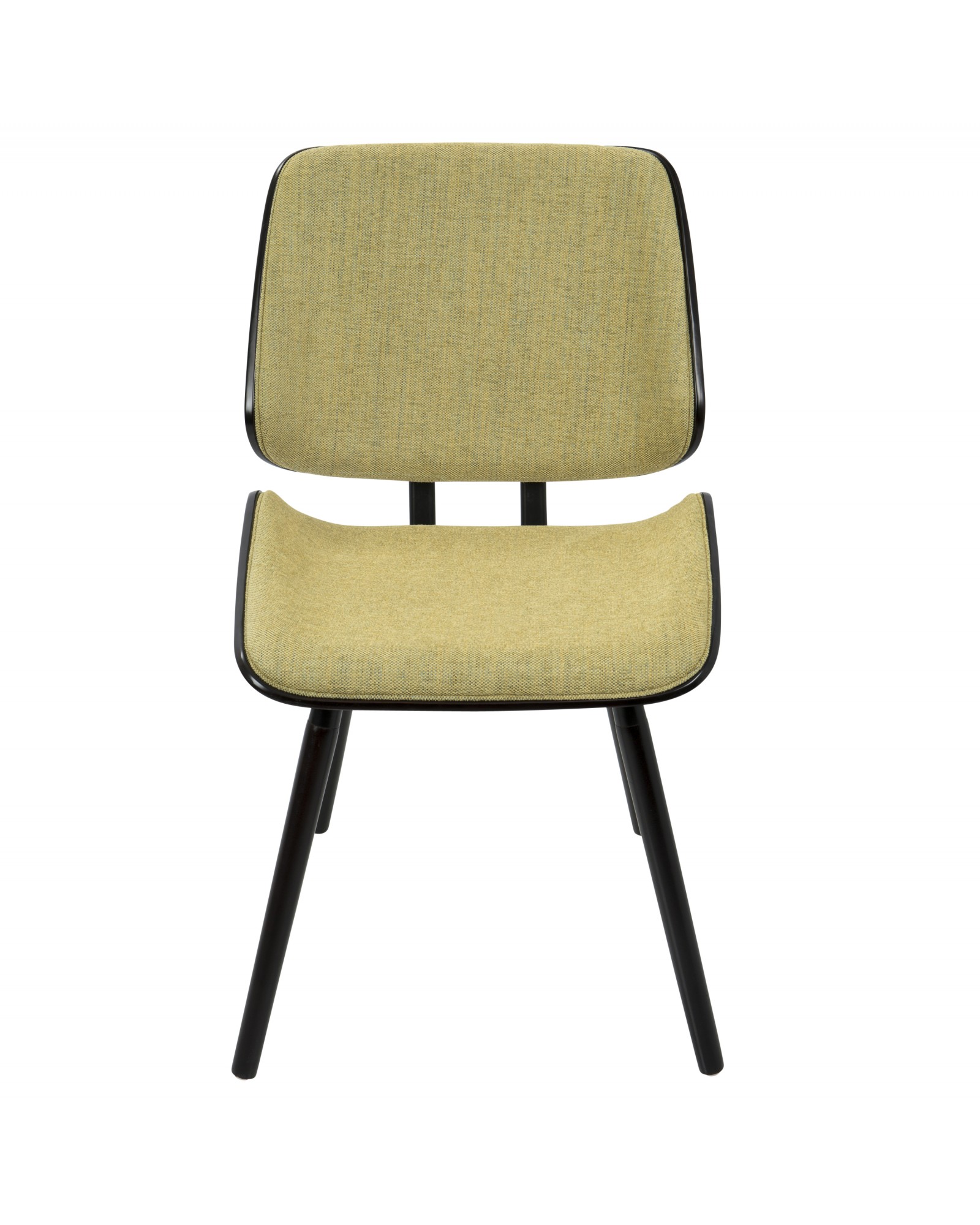 Lombardi Mid-Century Modern Dining/Accent Chair in Espresso with Yellow Fabric - Set of 2