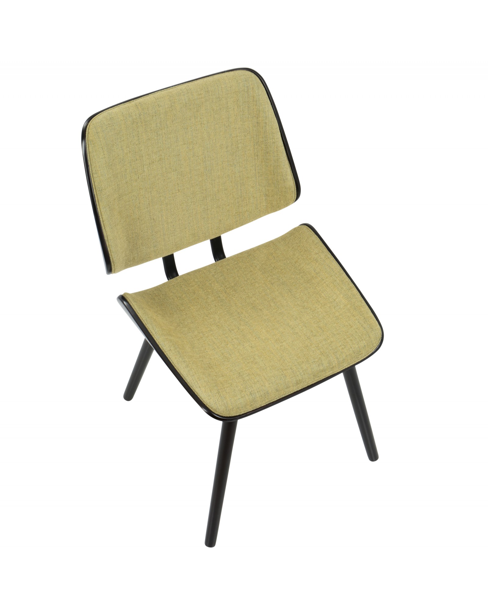 Lombardi Mid-Century Modern Dining/Accent Chair in Espresso with Yellow Fabric - Set of 2