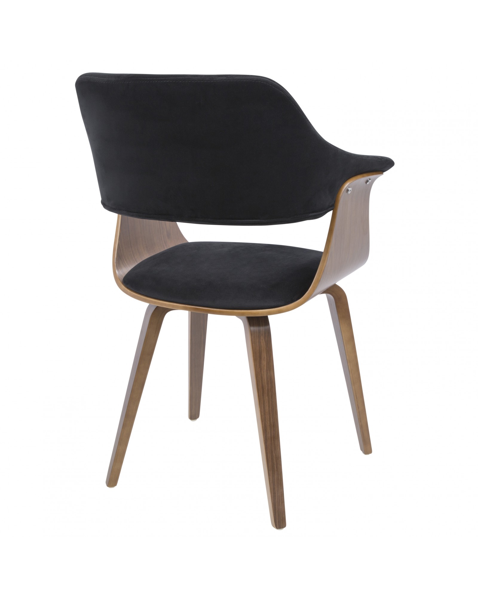 Lucci Mid-Century Modern Chair in Walnut and Black Velvet