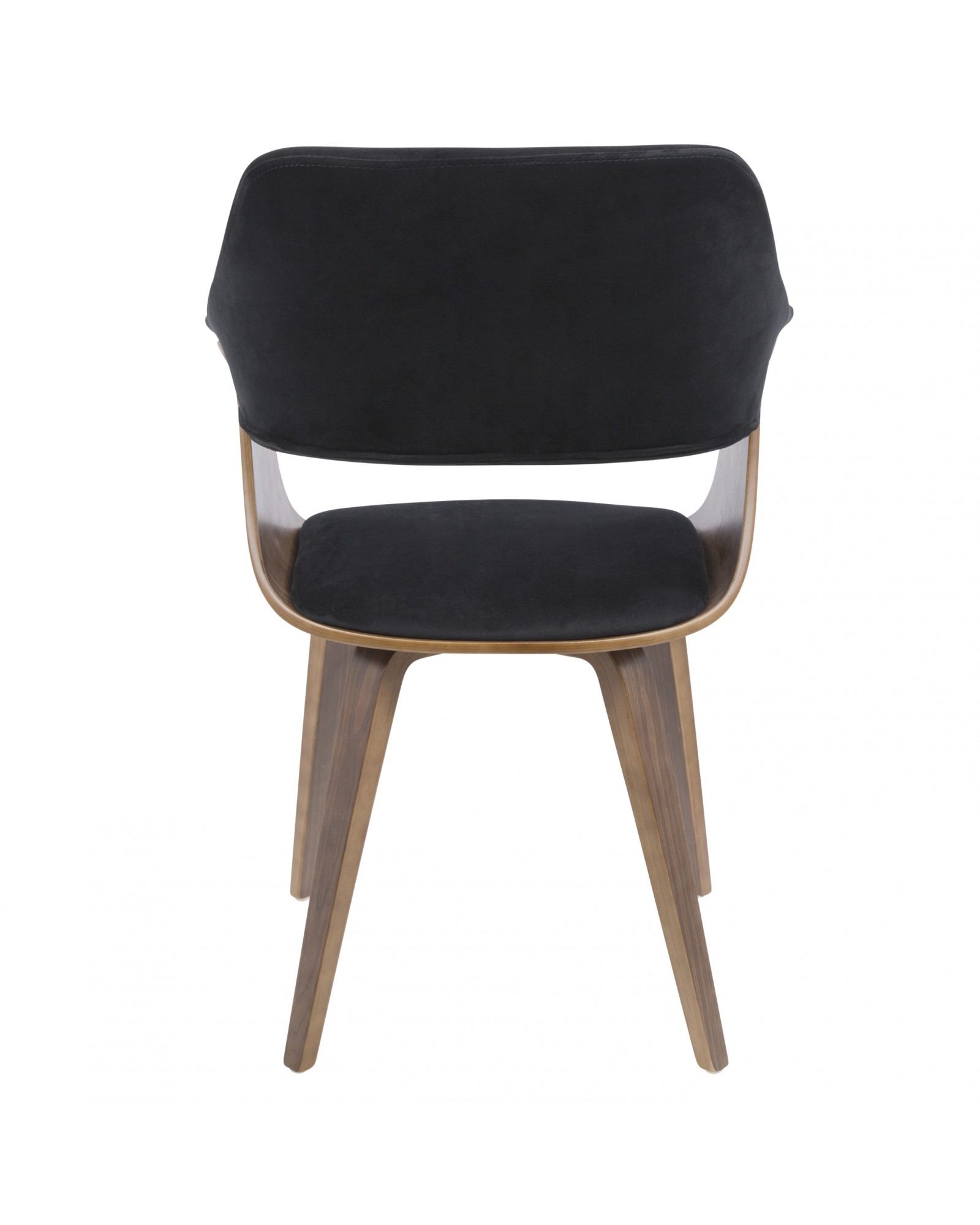 Lucci Mid-Century Modern Chair in Walnut and Black Velvet
