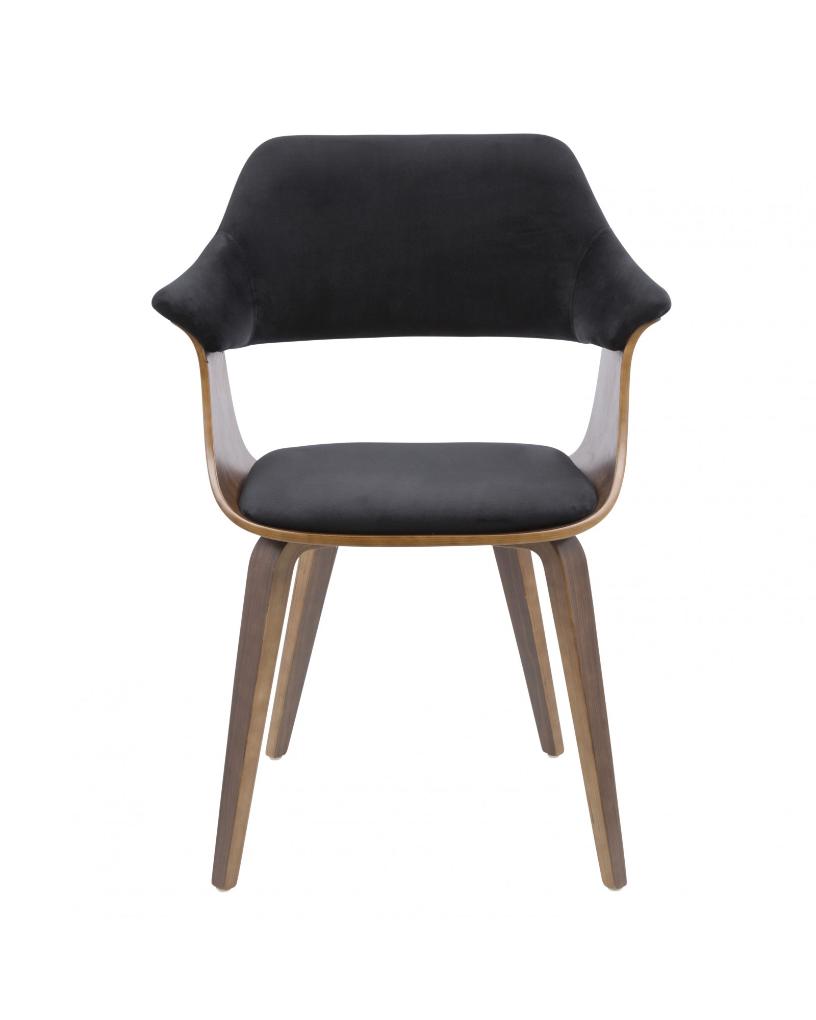 Lucci Mid-Century Modern Chair in Walnut and Black Velvet