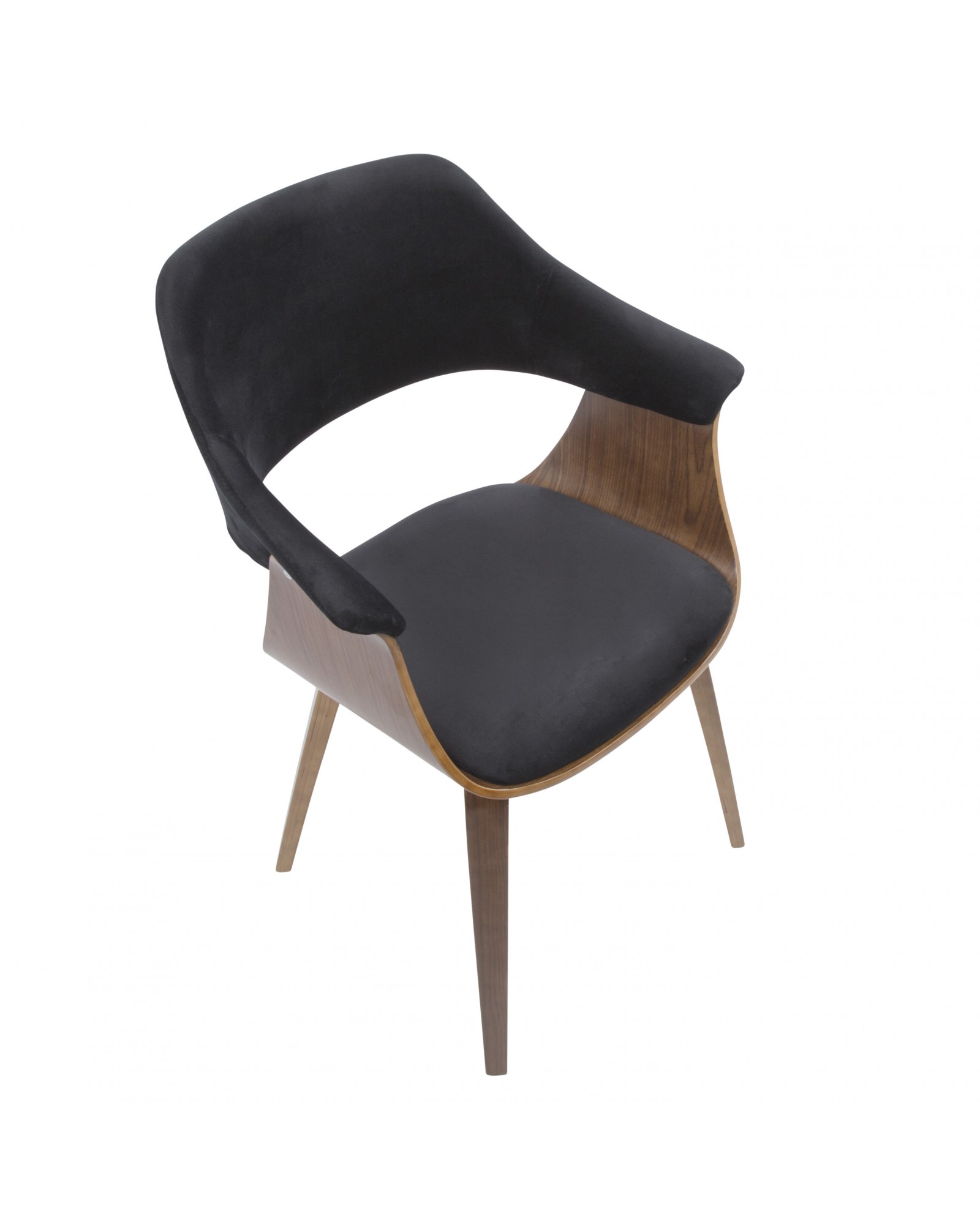 Lucci Mid-Century Modern Chair in Walnut and Black Velvet