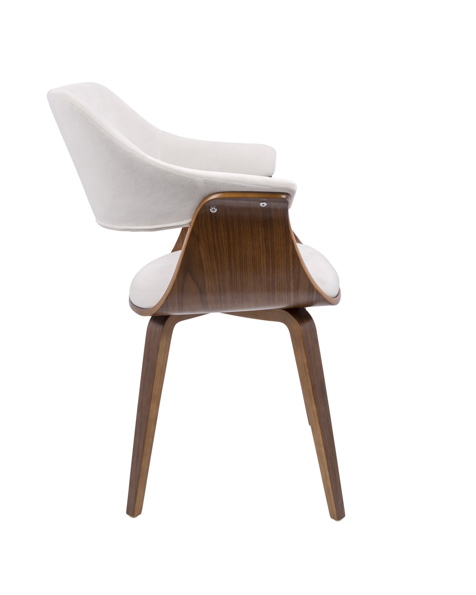 Lucci Mid-Century Modern Chair in Walnut and Cream Velvet