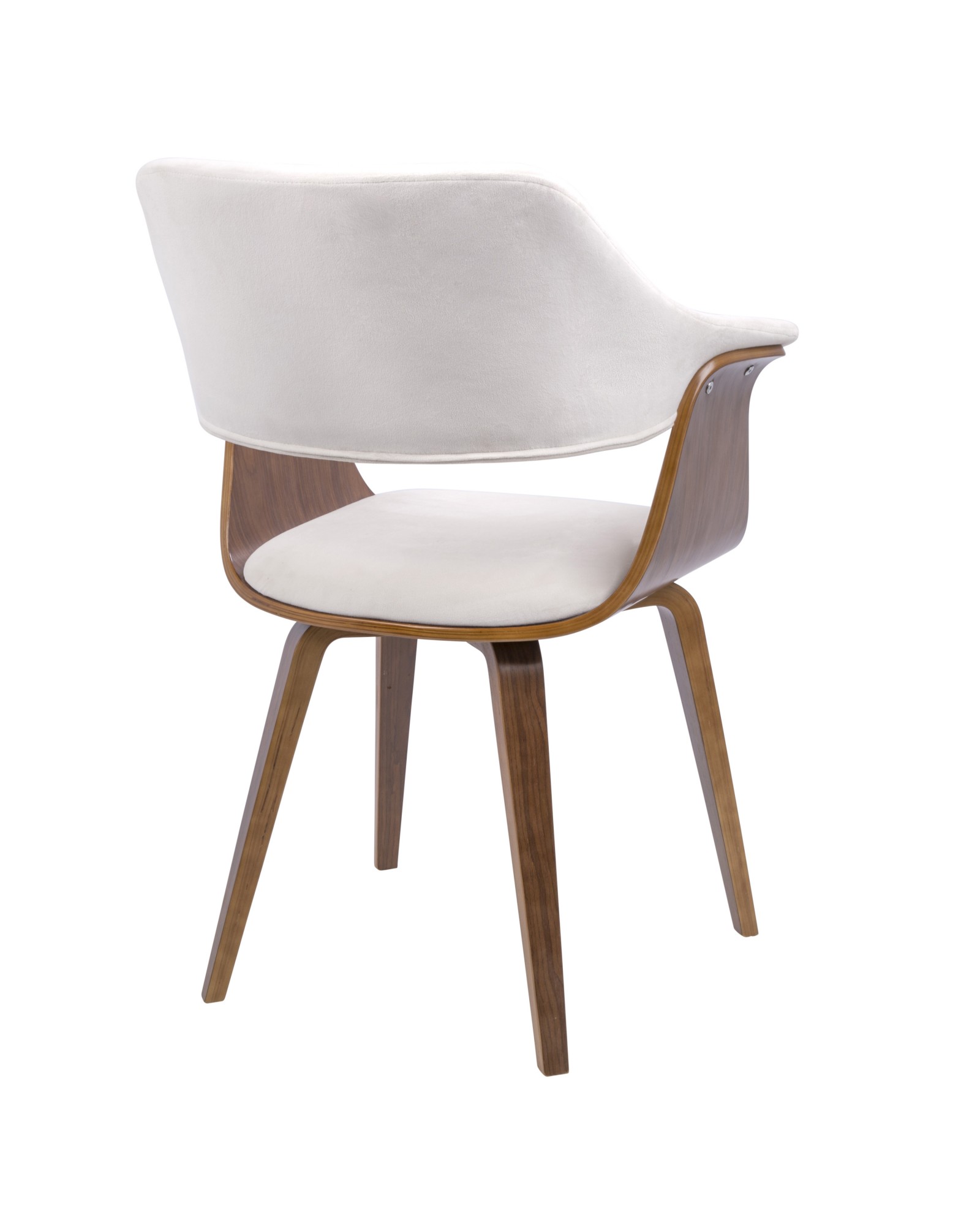 Lucci Mid-Century Modern Chair in Walnut and Cream Velvet