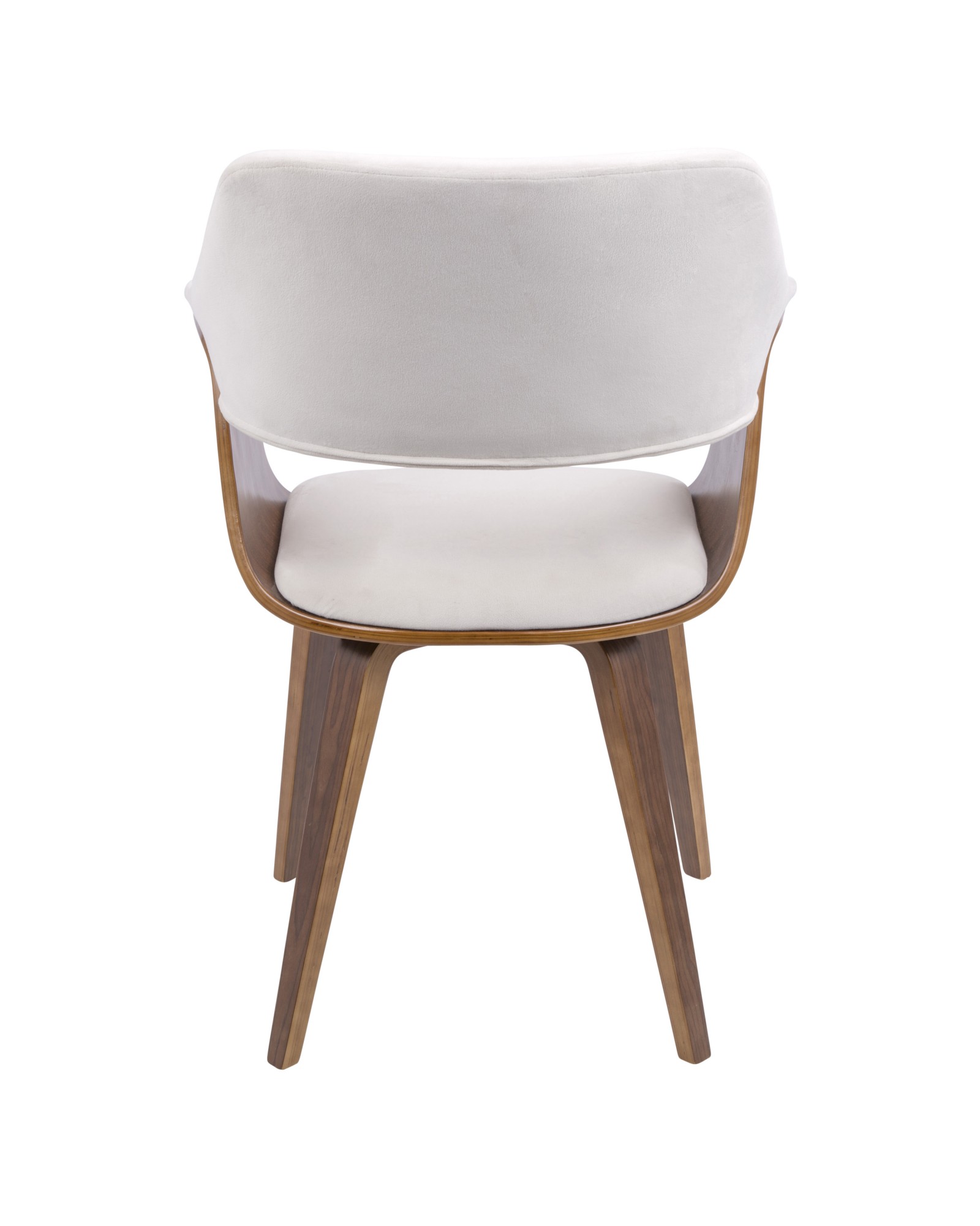 Lucci Mid-Century Modern Chair in Walnut and Cream Velvet