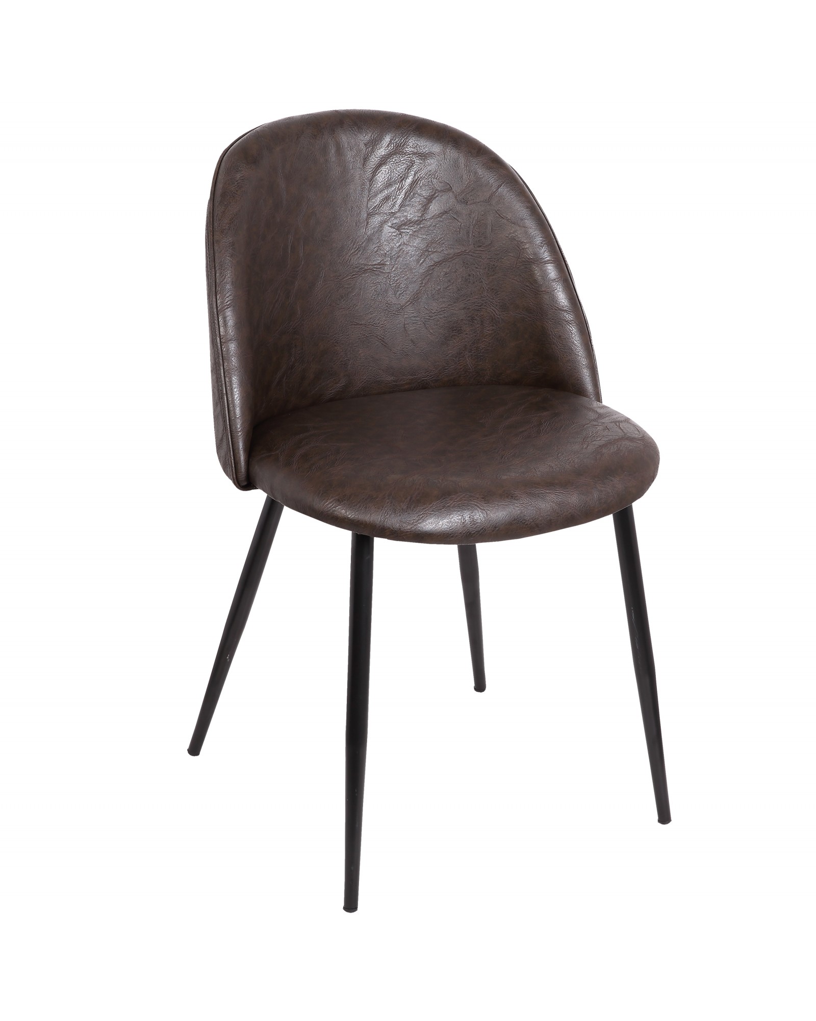 Luna Contemporary Dining/Accent Chair in Black with Brown Faux Leather - Set of 2