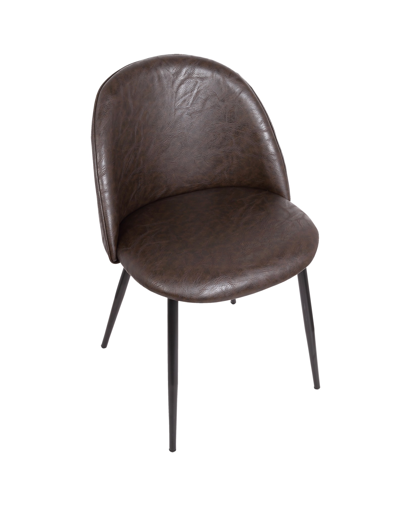 Luna Contemporary Dining/Accent Chair in Black with Brown Faux Leather - Set of 2