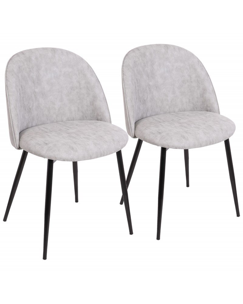 Luna Contemporary Dining/Accent Chair in Black with Grey Faux Leather - Set of 2