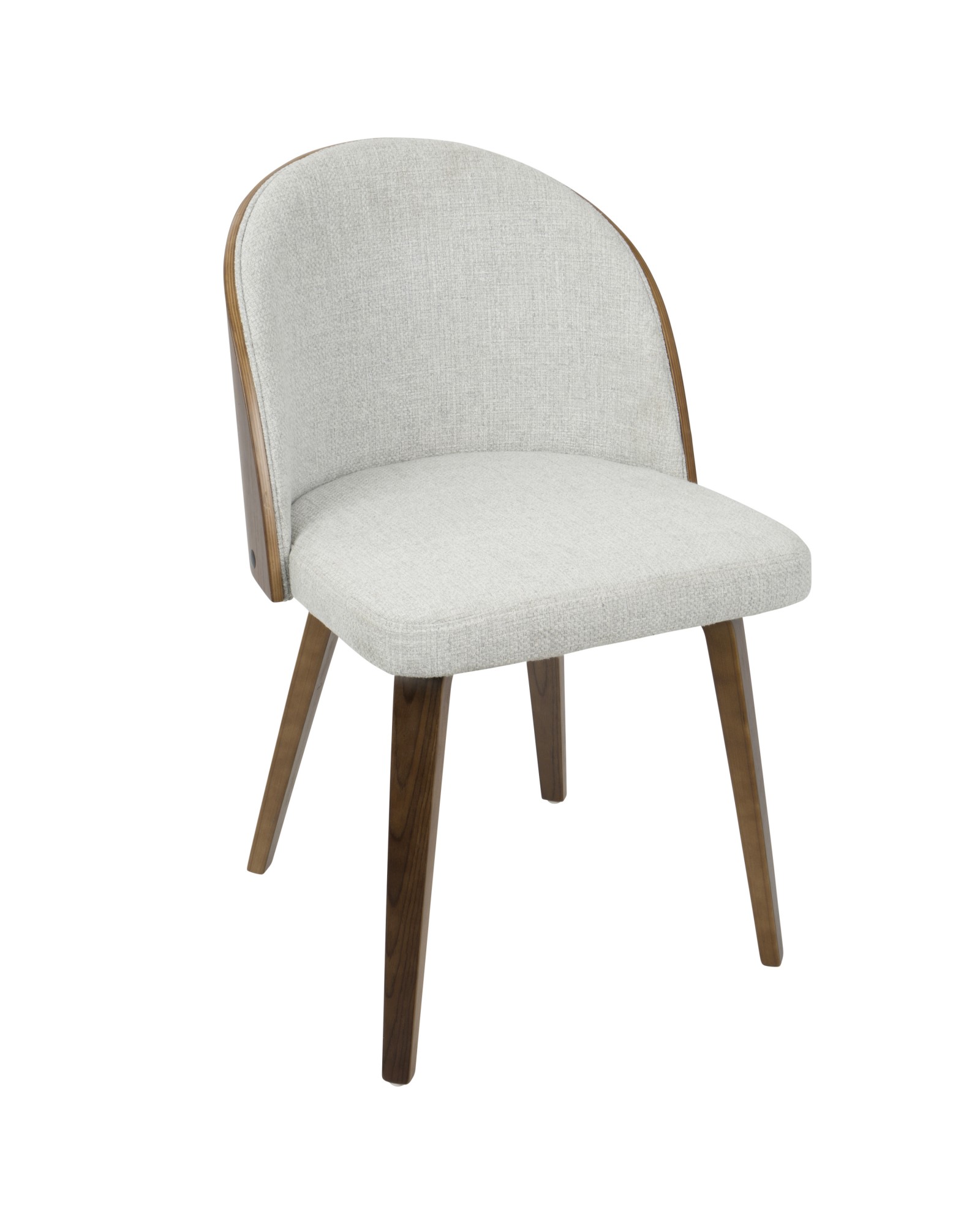 Luna Contemporary Dining/Accent Chair in Walnut with White Noise Fabric - Set of 2