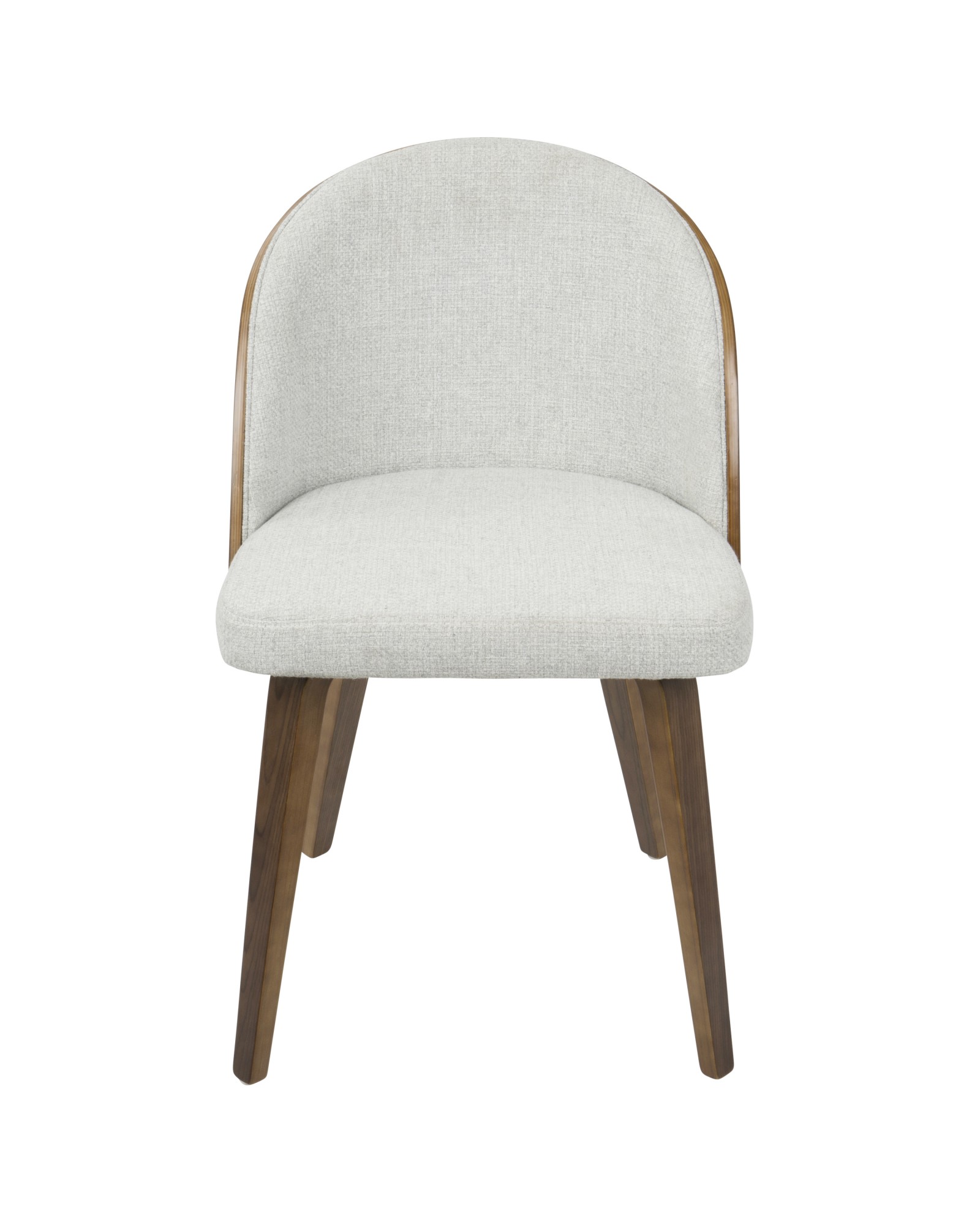 Luna Contemporary Dining/Accent Chair in Walnut with White Noise Fabric - Set of 2