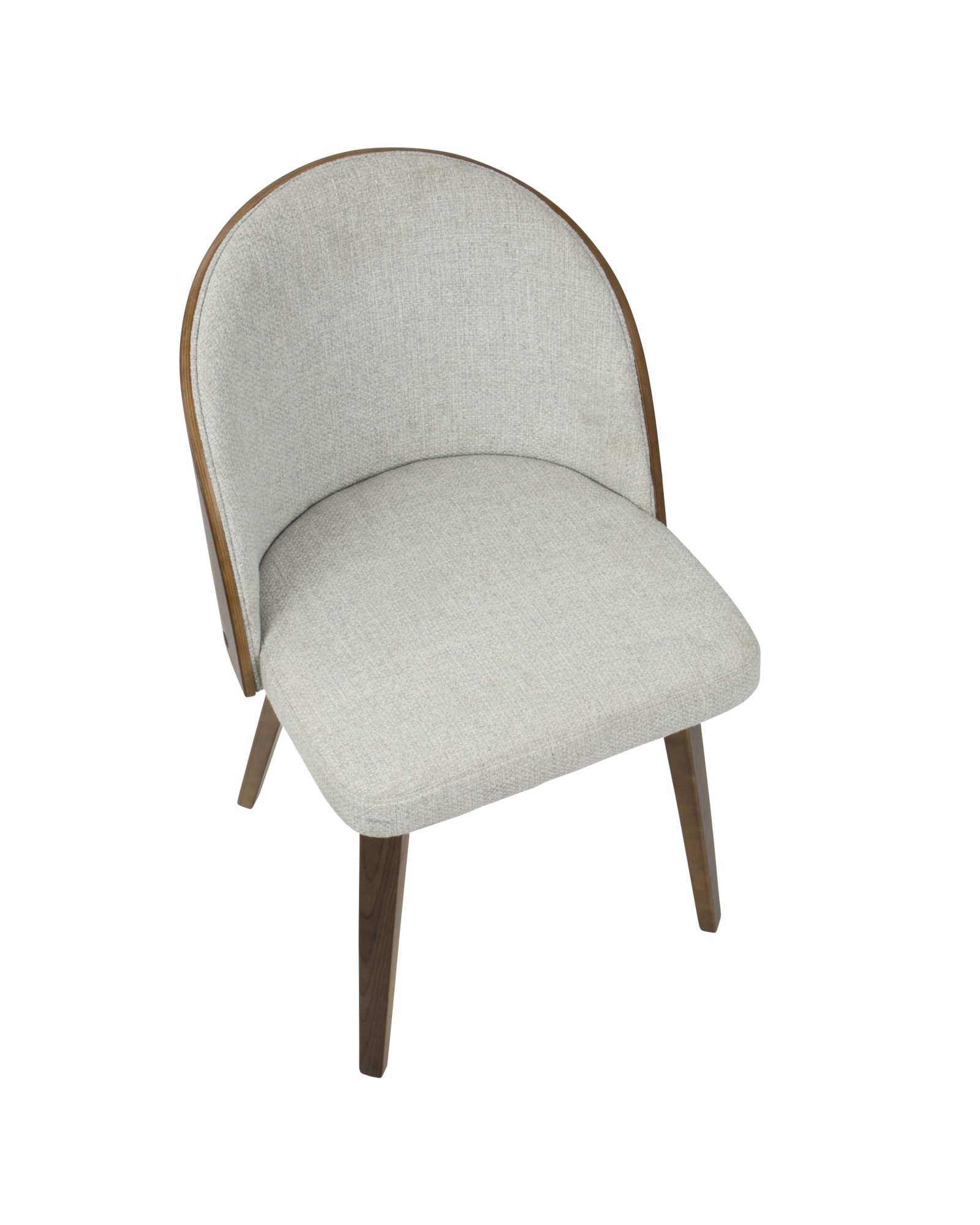 Luna Contemporary Dining/Accent Chair in Walnut with White Noise Fabric - Set of 2