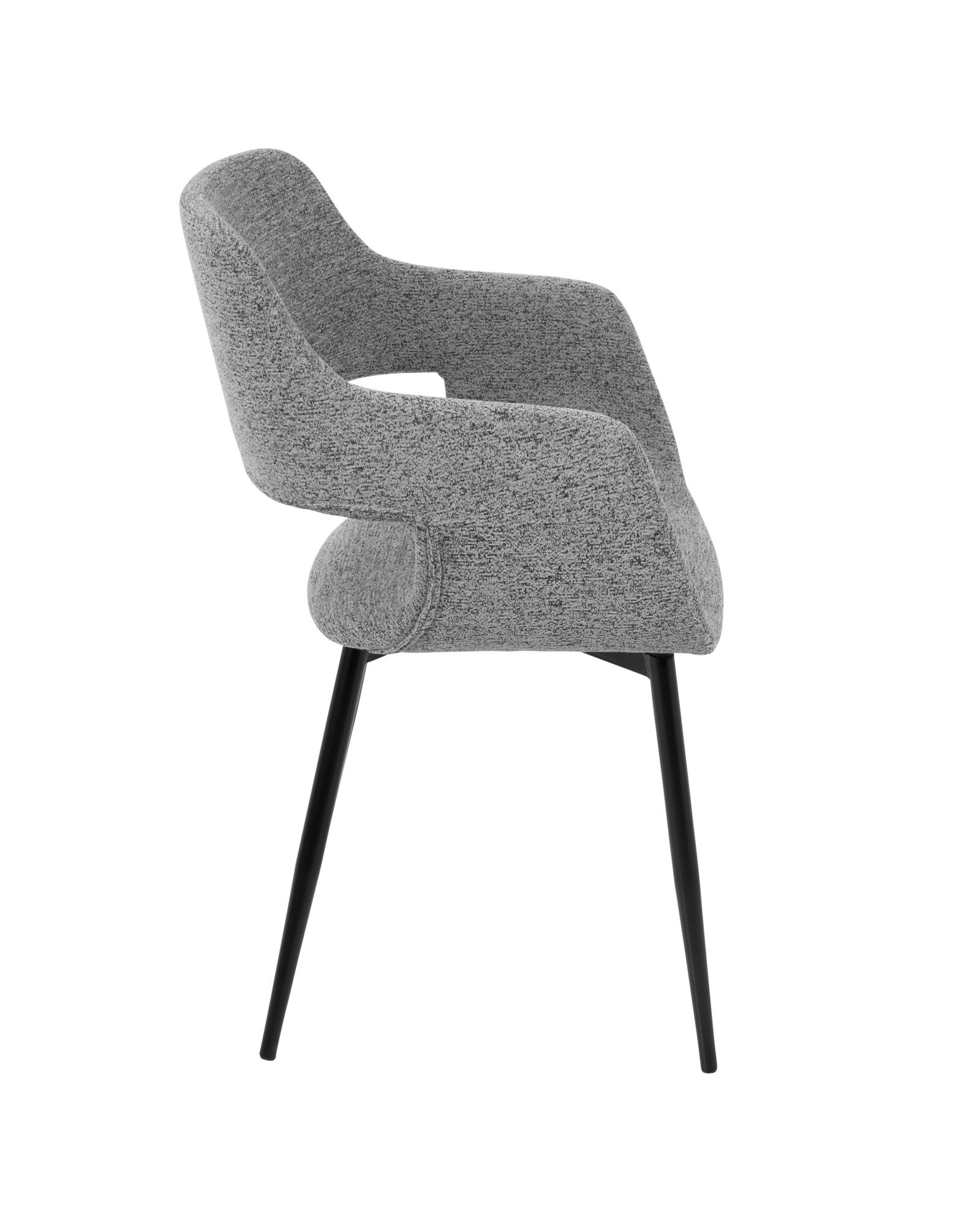Margarite Mid-Century Modern Dining/Accent Chair in Black with Grey Fabric - Set of 2