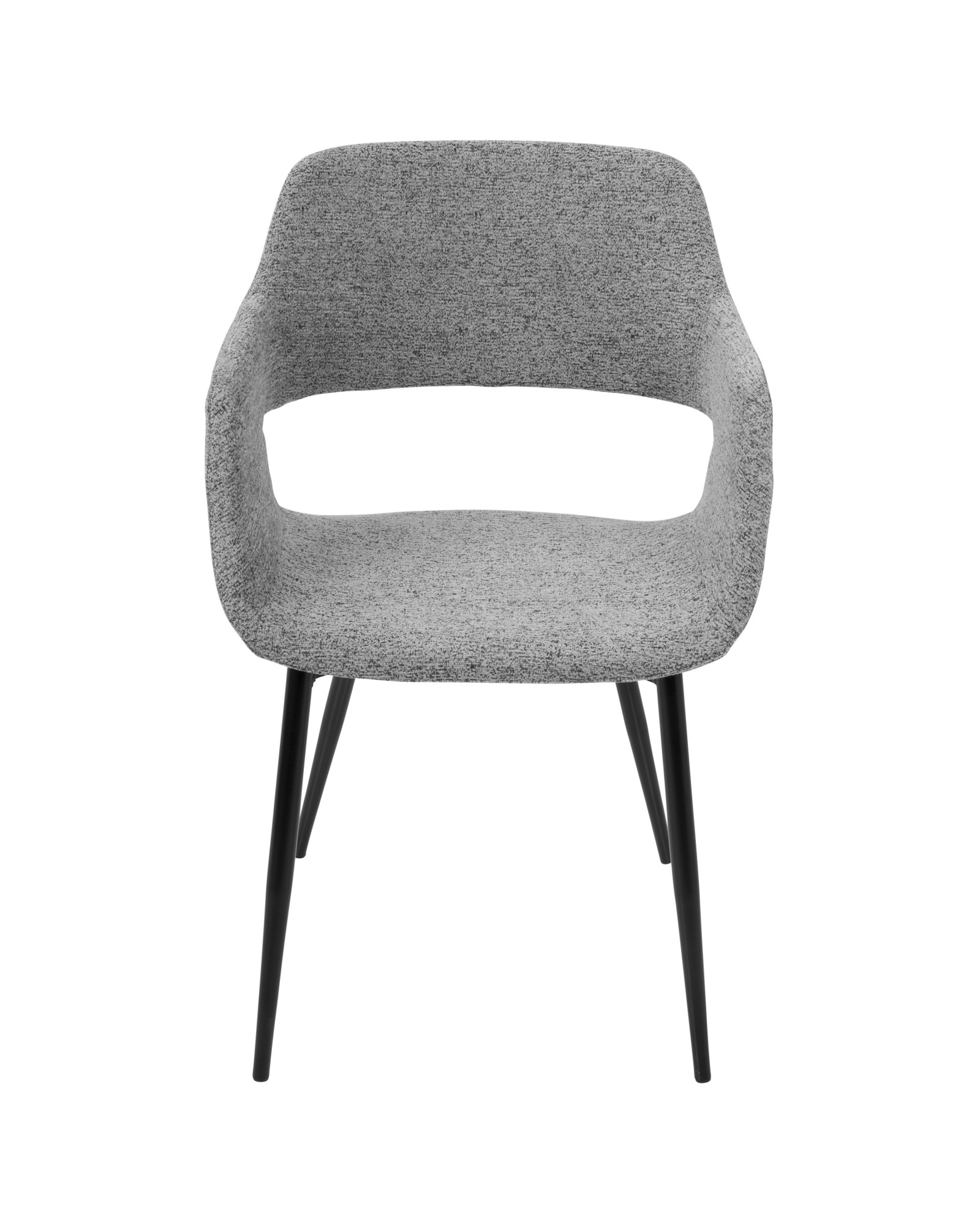 Margarite Mid-Century Modern Dining/Accent Chair in Black with Grey Fabric - Set of 2