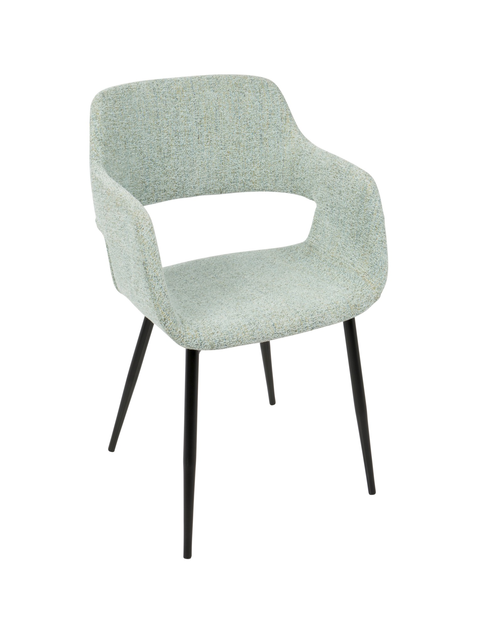 Margarite Mid-Century Modern Dining/Accent Chair in Black with Light Green Fabric - Set of 2