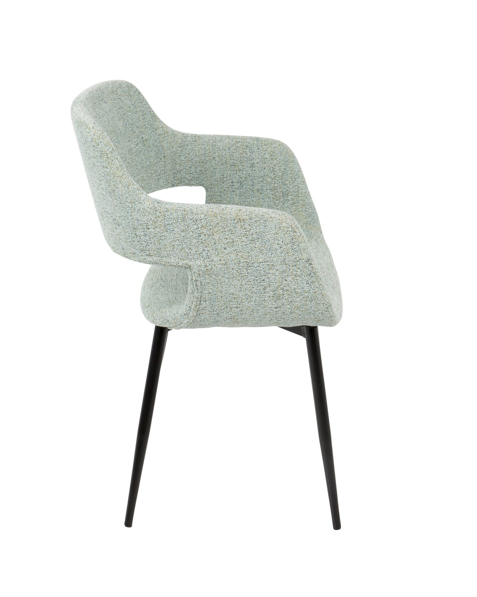 Margarite Mid-Century Modern Dining/Accent Chair in Black with Light Green Fabric - Set of 2