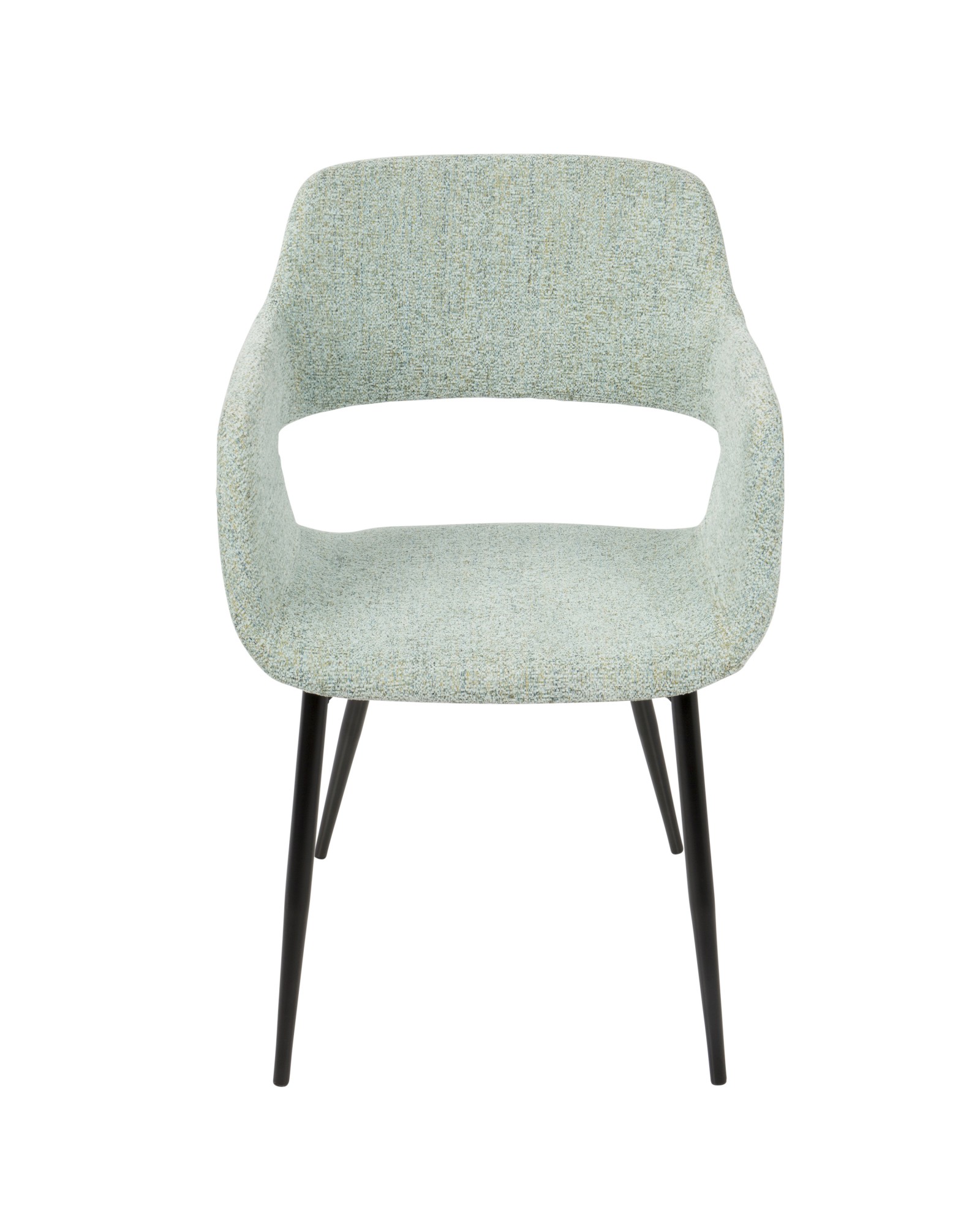 Margarite Mid-Century Modern Dining/Accent Chair in Black with Light Green Fabric - Set of 2