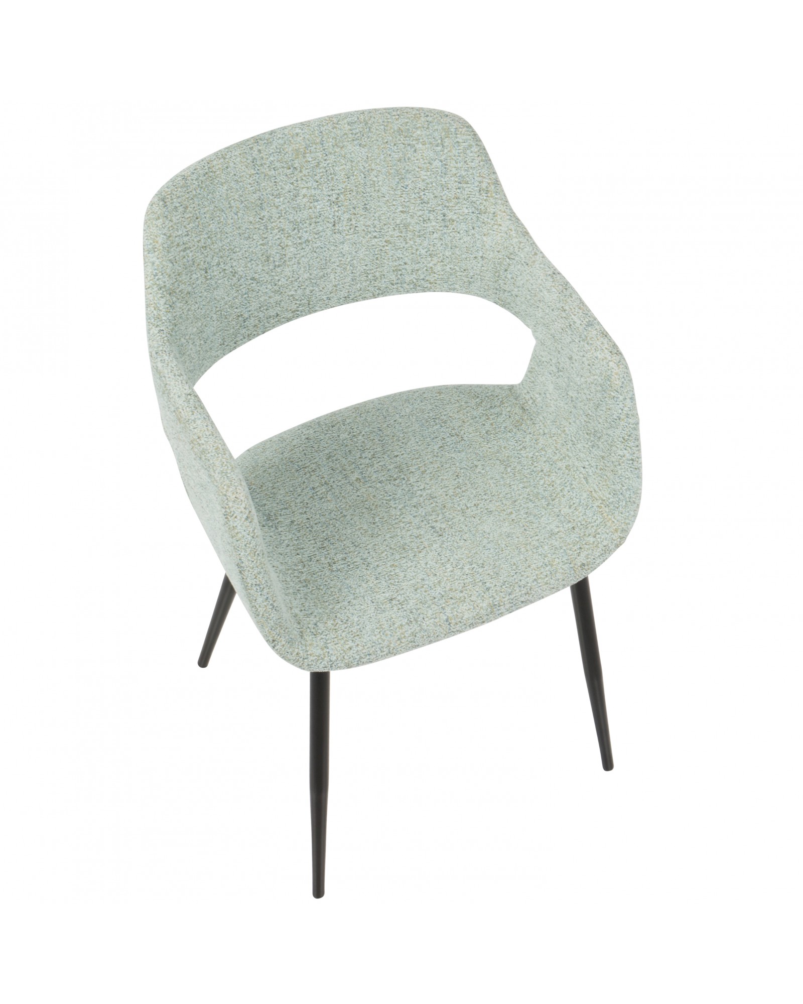 Margarite Mid-Century Modern Dining/Accent Chair in Black with Light Green Fabric - Set of 2