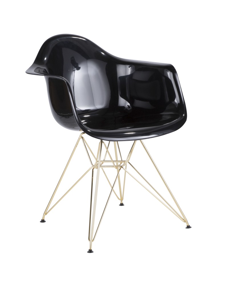 Neo Flair Contemporary Dining/Accent Chair in Black and Gold