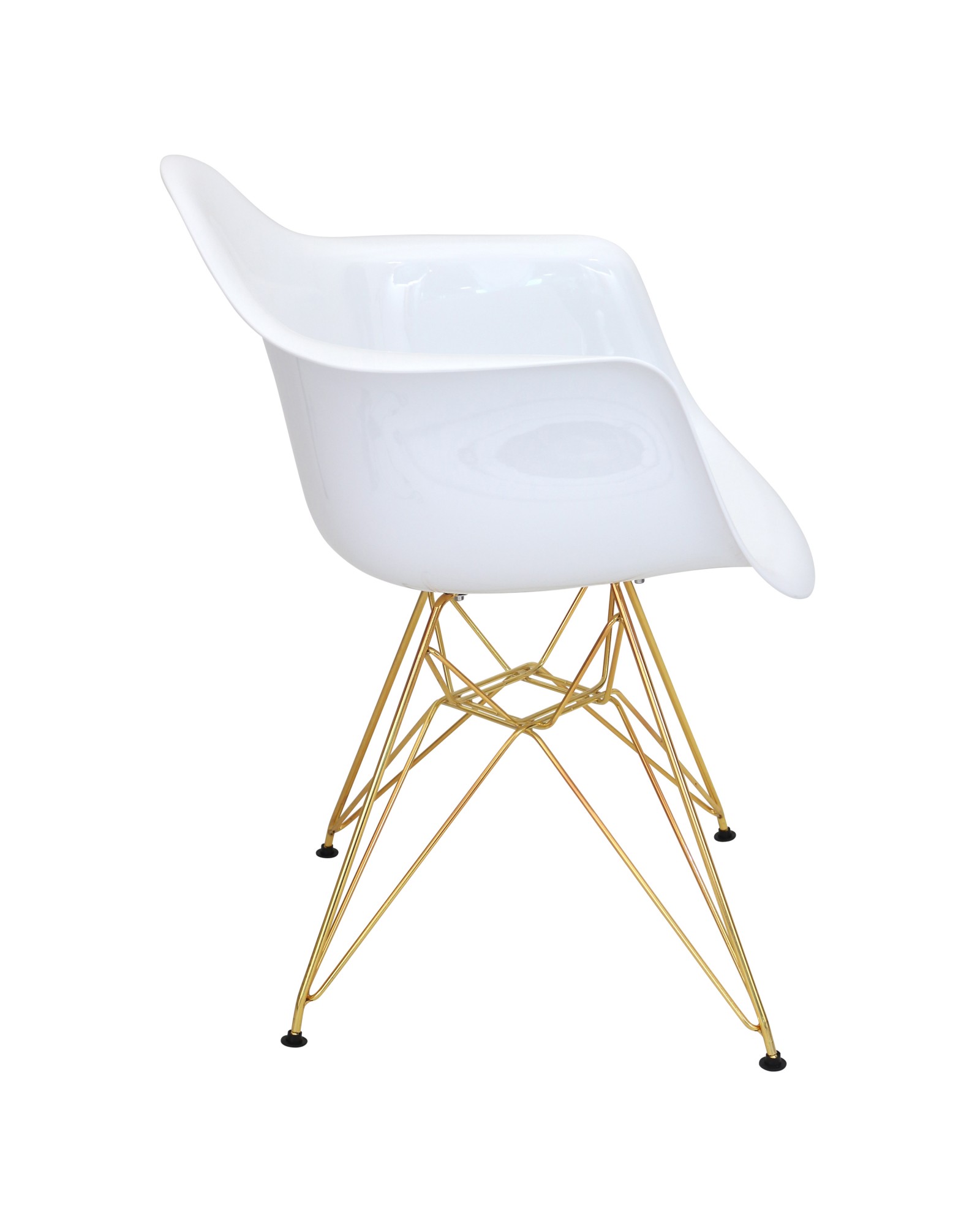 Neo Flair Mid-Century Modern Dining/Accent Chair in White and Gold