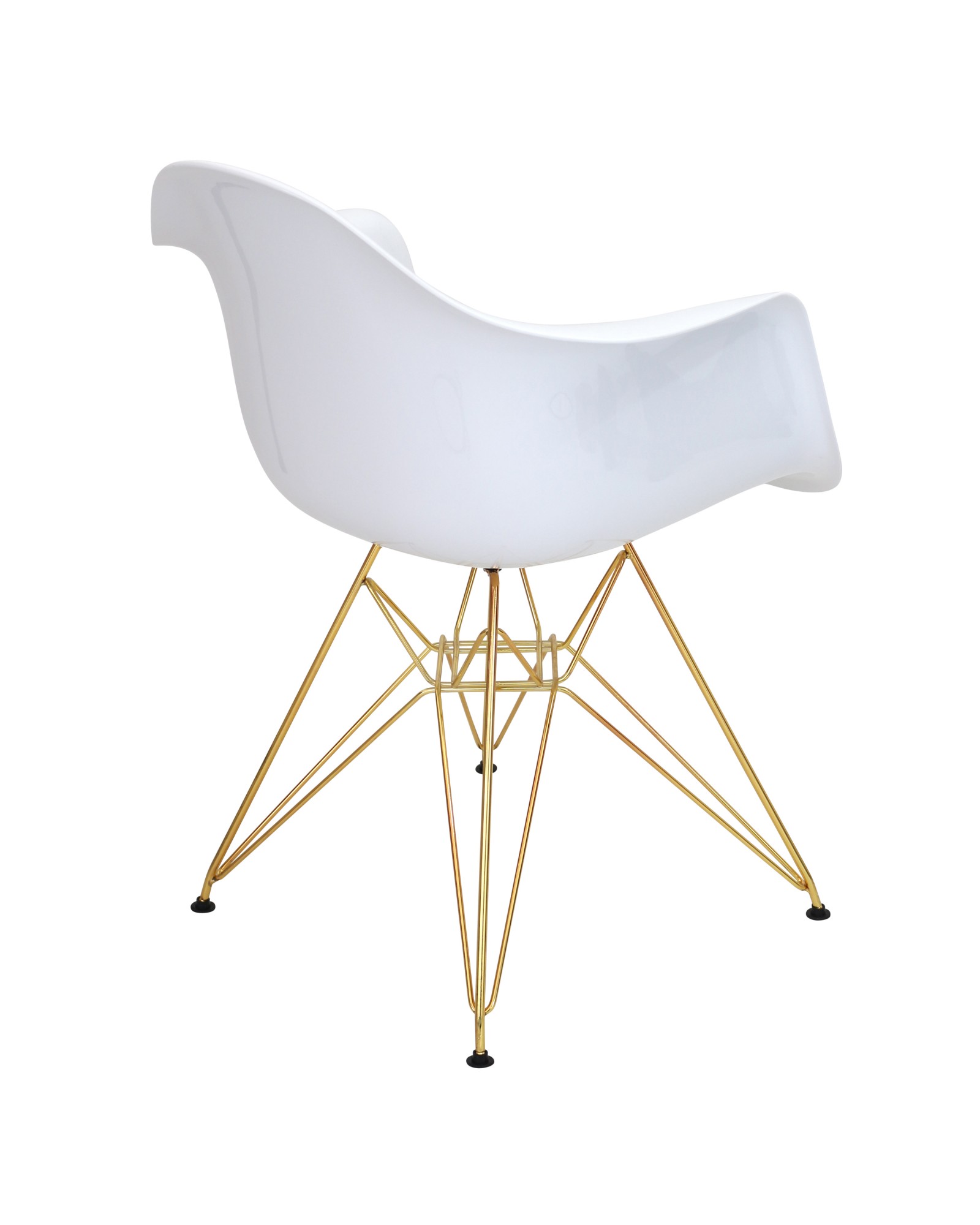 Neo Flair Mid-Century Modern Dining/Accent Chair in White and Gold