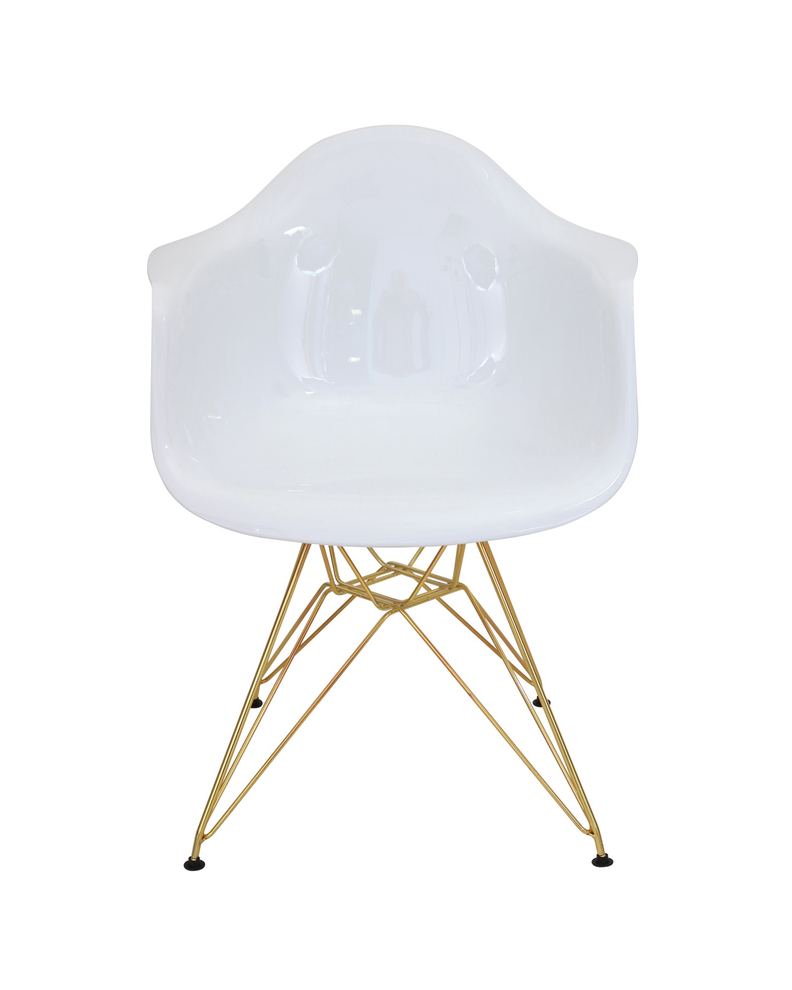 Neo Flair Mid-Century Modern Dining/Accent Chair in White and Gold