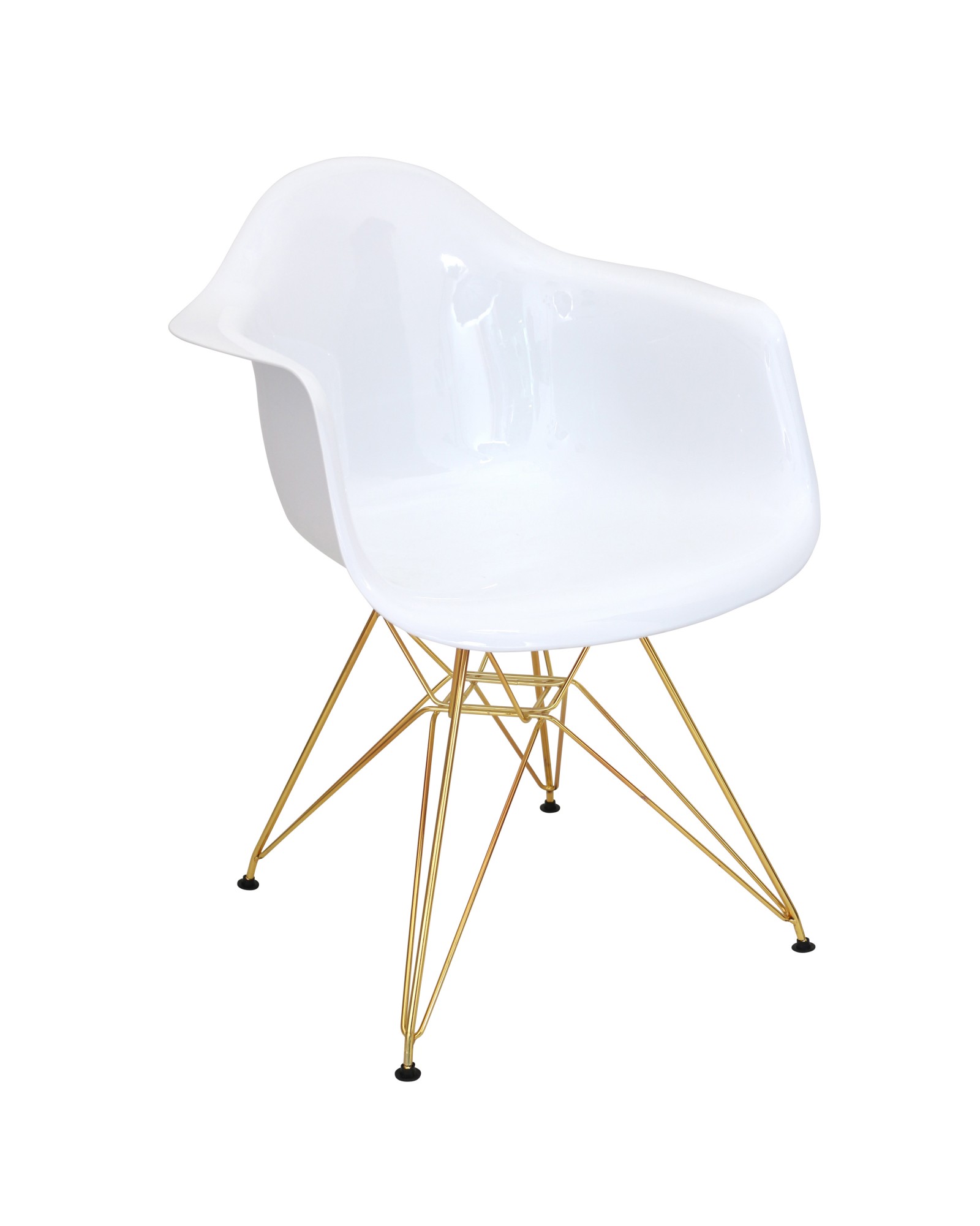 Neo Flair Mid-Century Modern Dining/Accent Chair in White and Gold