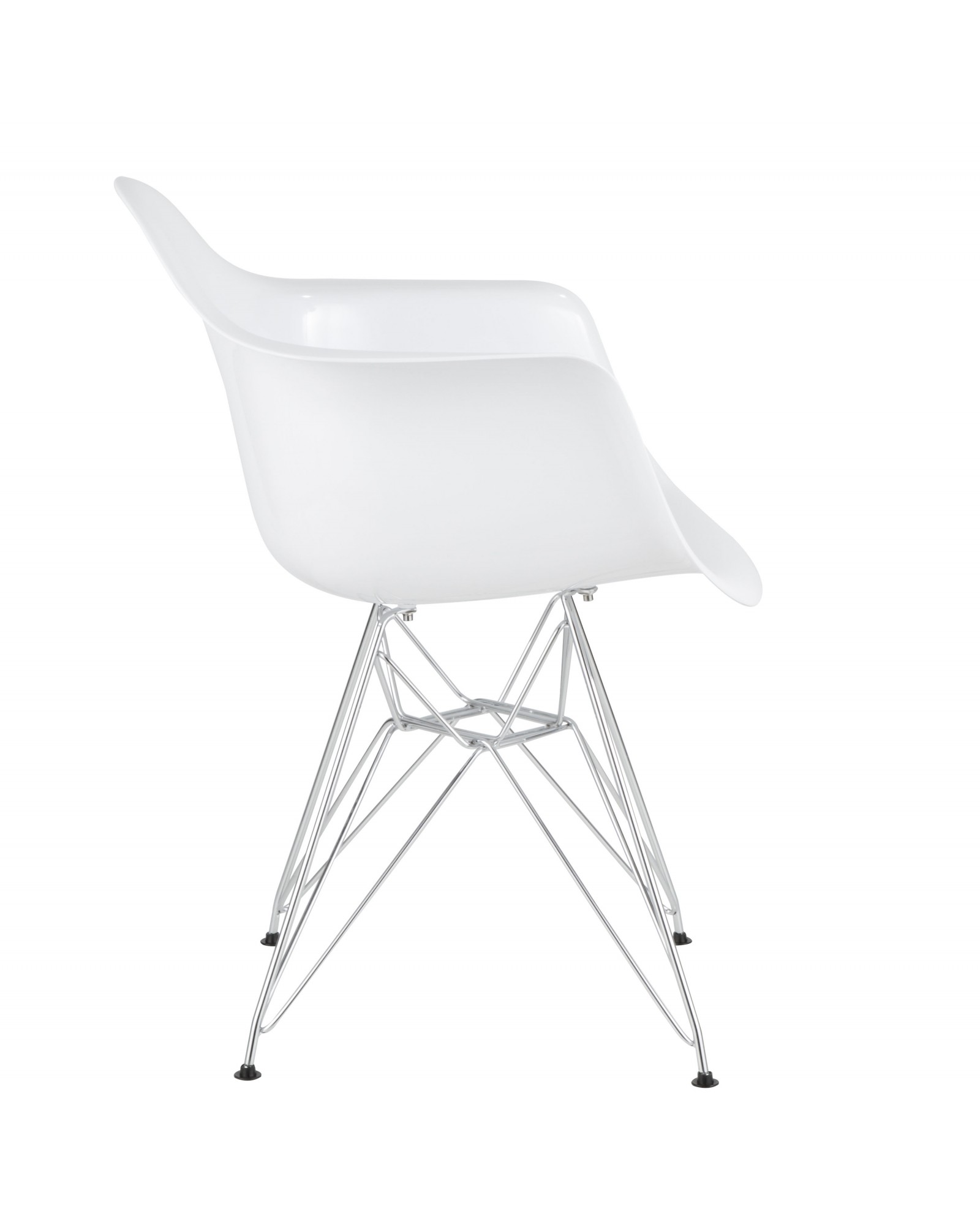 Neo Flair Contemporary Dining/Accent Chair in White and Chrome